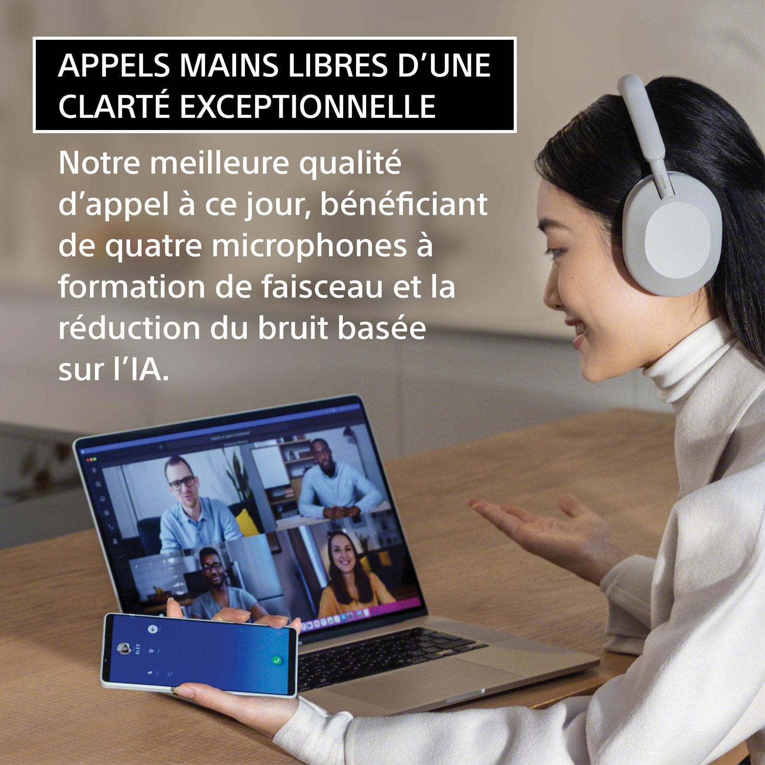 Boîte ouverte - Casque d'écoute Bluetooth à suppression du bruit WH-1000XM5 de Sony - Rose fumé