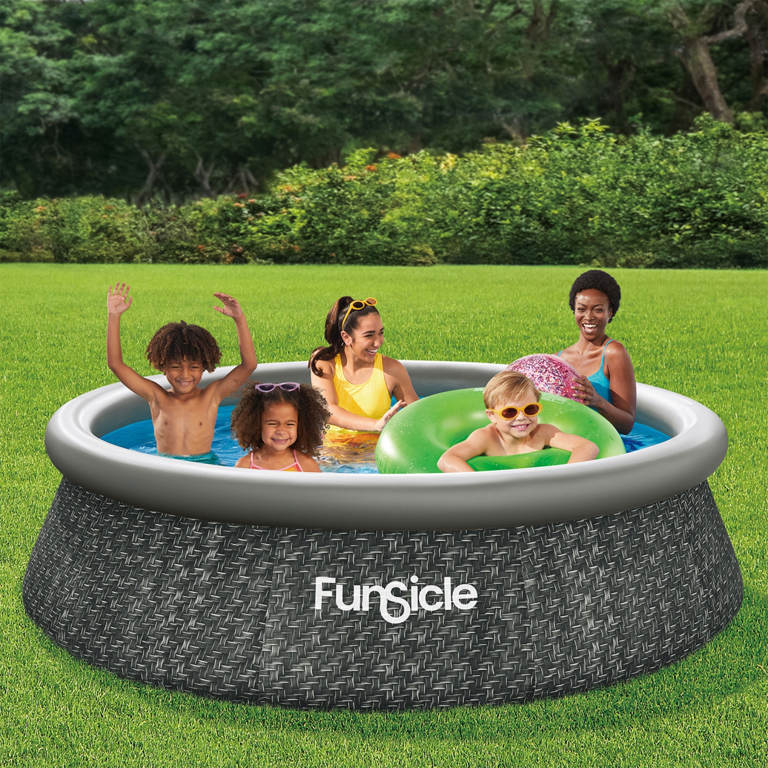 Funsicle – Piscine hors terre à anneaux QuickSet, 10 pi x 30&nbsp;po, chevrons