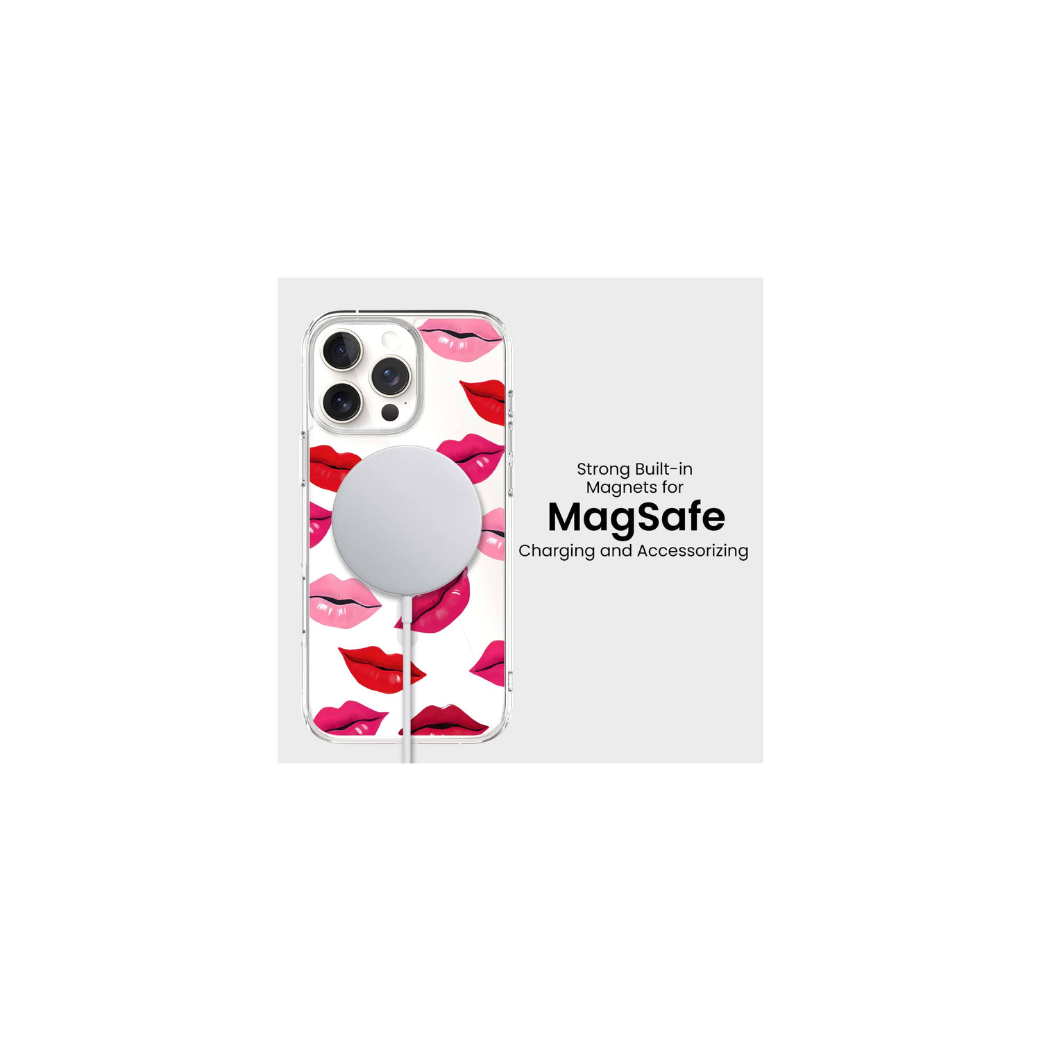 MagSafe iPhone 16 Pro Max Lips Design Clear Case