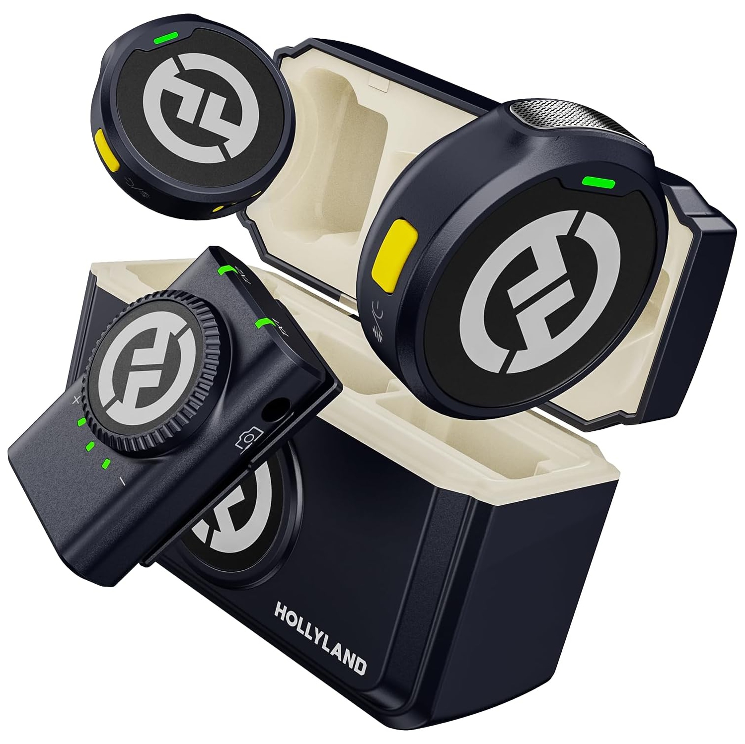 Open Box - Hollyland Lark M2 Wireless Lavalier Microphone for Camera, PC, Laptop, Phones with 3.5 mm TRS, 1000ft Range, Noise Cancellation and more