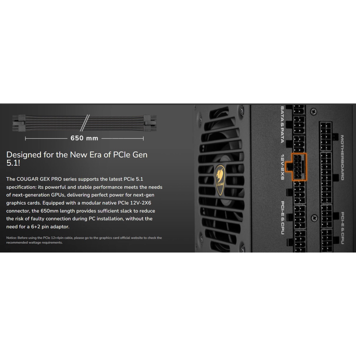 Cougar GEX PRO 750-Watt Fully Modular Power Supply 80 Plus Gold