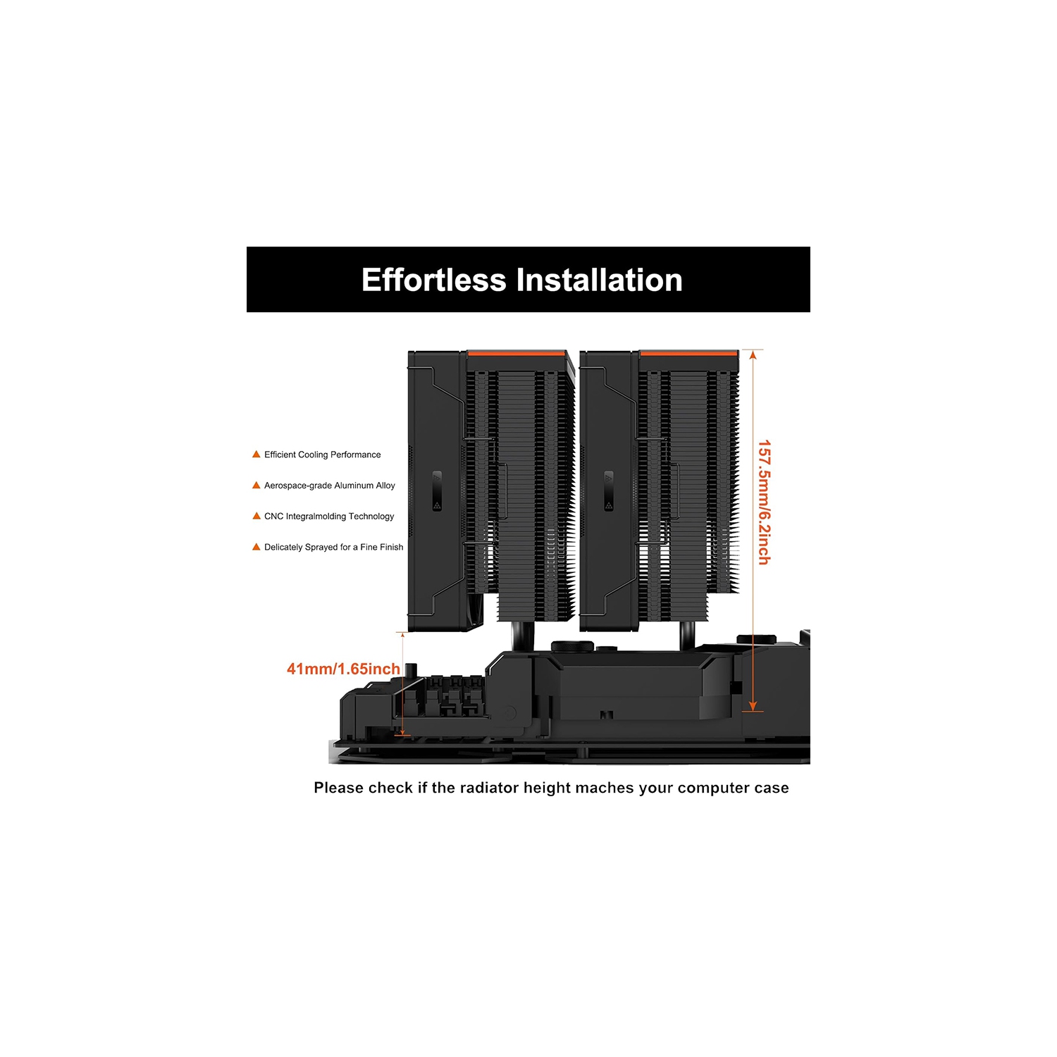 PCCOOLER RZ620 BK Dual Tower CPU Air Cooler, 6 Heat Pipes