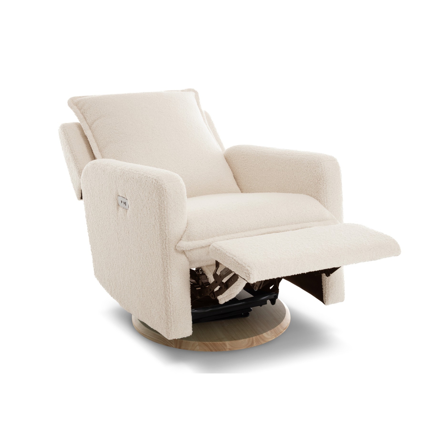 Fauteuil inclinable pivotant en peau de mouton Milo de Valencia - Beige