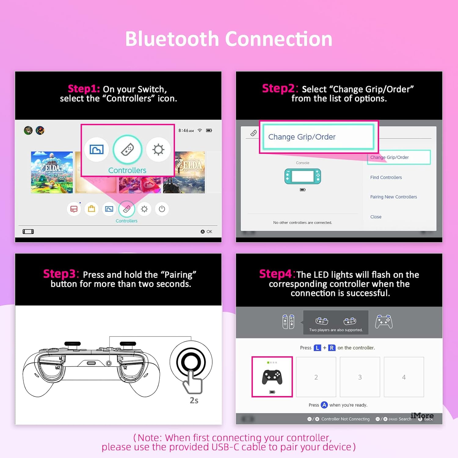 NexiGo Controller for Switch/Switch Lite/OLED, Bluetooth Wireless Controllers for Nintendo Switch with Vibration, Motion, Turbo and LED Light, Gift