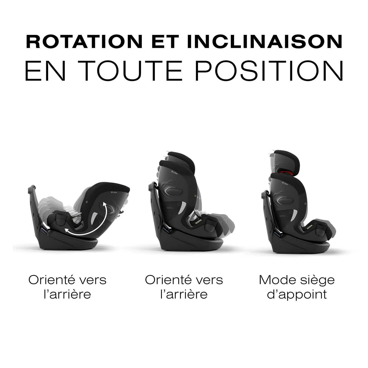 Cybex Callisto G 360 3-in-1 Convertible High-Back Booster Car Seat - Moon Black