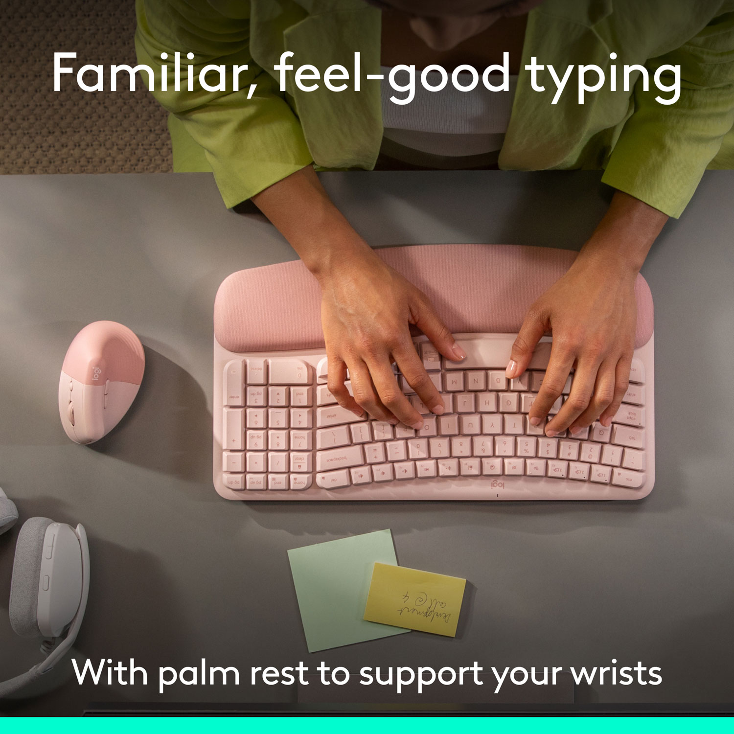 Ensemble souris verticale Lift et clavier ergonomique pleine grandeur Wave Keys de Logitech - Rose - Anglais - Exclusivité Best Buy