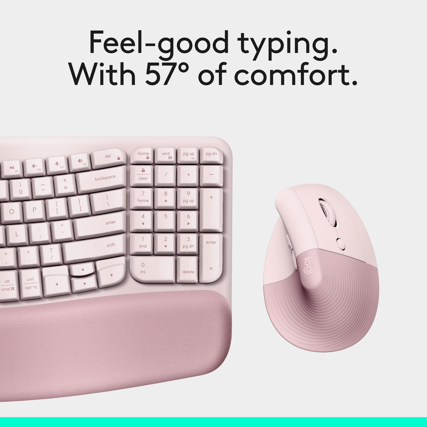 Ensemble souris verticale Lift et clavier ergonomique pleine grandeur Wave Keys de Logitech - Rose - Anglais - Exclusivité Best Buy