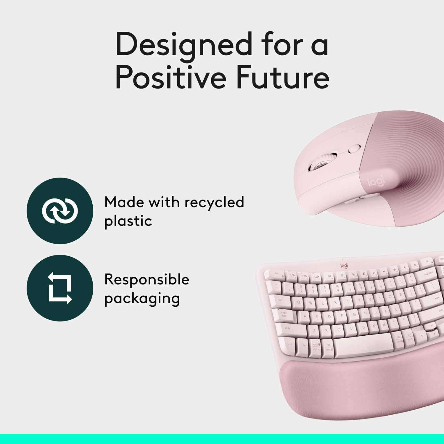 Ensemble souris verticale Lift et clavier ergonomique pleine grandeur Wave Keys de Logitech - Rose - Anglais - Exclusivité Best Buy