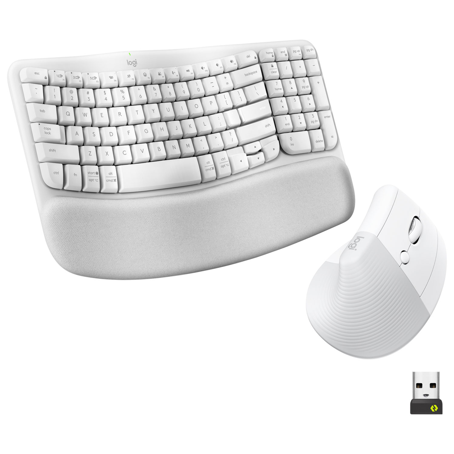 Logitech Wave Keys Bluetooth Membrane Full-Size Ergonomic Keyboard & Mouse Combo -White - EN -Only at Best Buy
