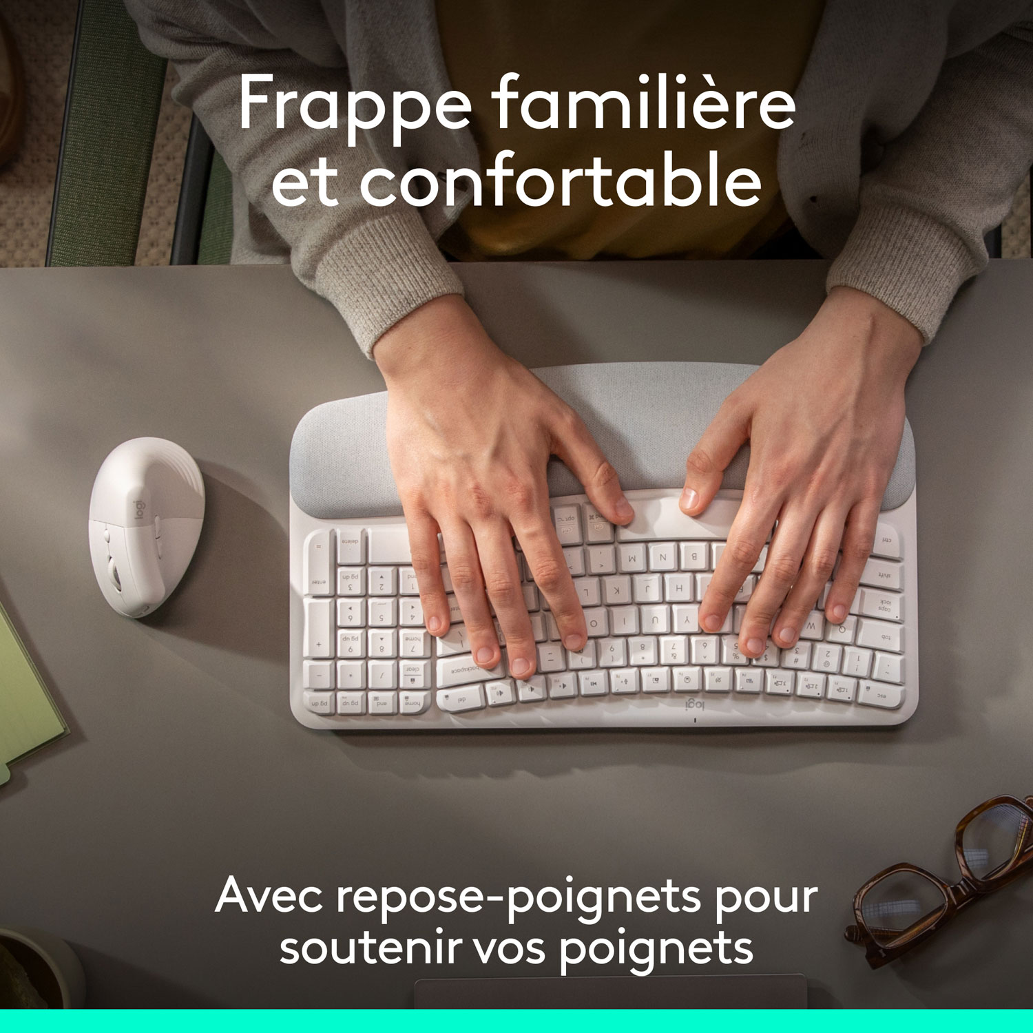 Logitech Wave Keys Bluetooth Membrane Full-Size Ergonomic Keyboard & Mouse Combo -White - EN -Only at Best Buy