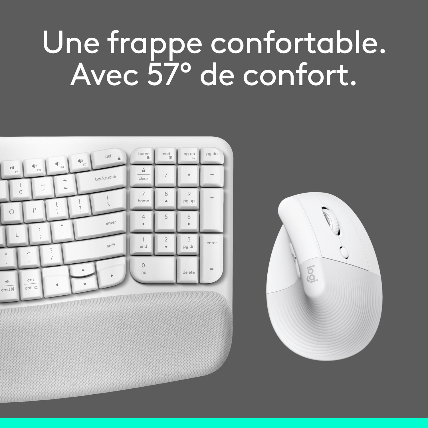 Logitech Wave Keys Bluetooth Membrane Full-Size Ergonomic Keyboard & Mouse Combo -White - EN -Only at Best Buy