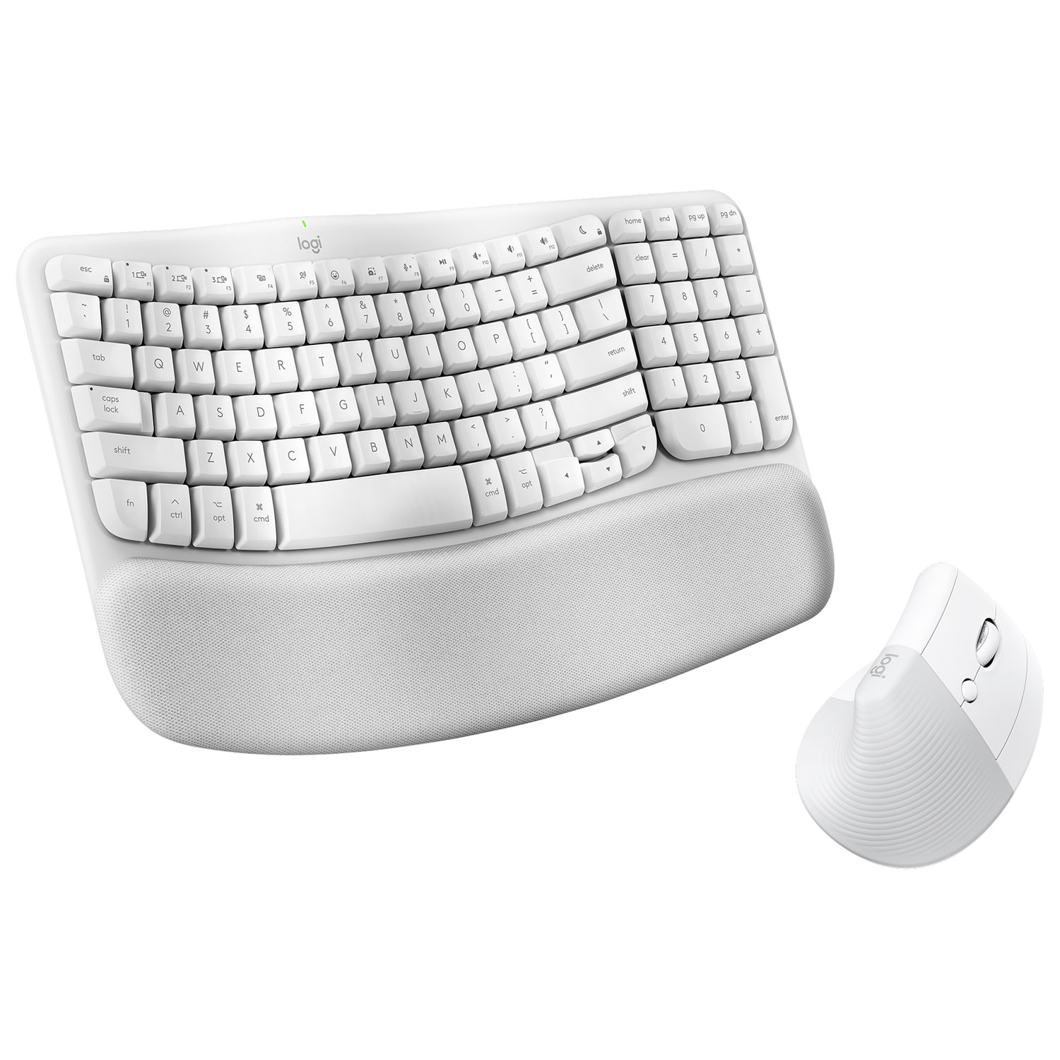 Ensemble souris et clavier ergonomique pleine grandeur à membrane Bluetooth Wave Keys de Logitech pour Mac - Blanc - Anglais - Exclusivité Best Buy