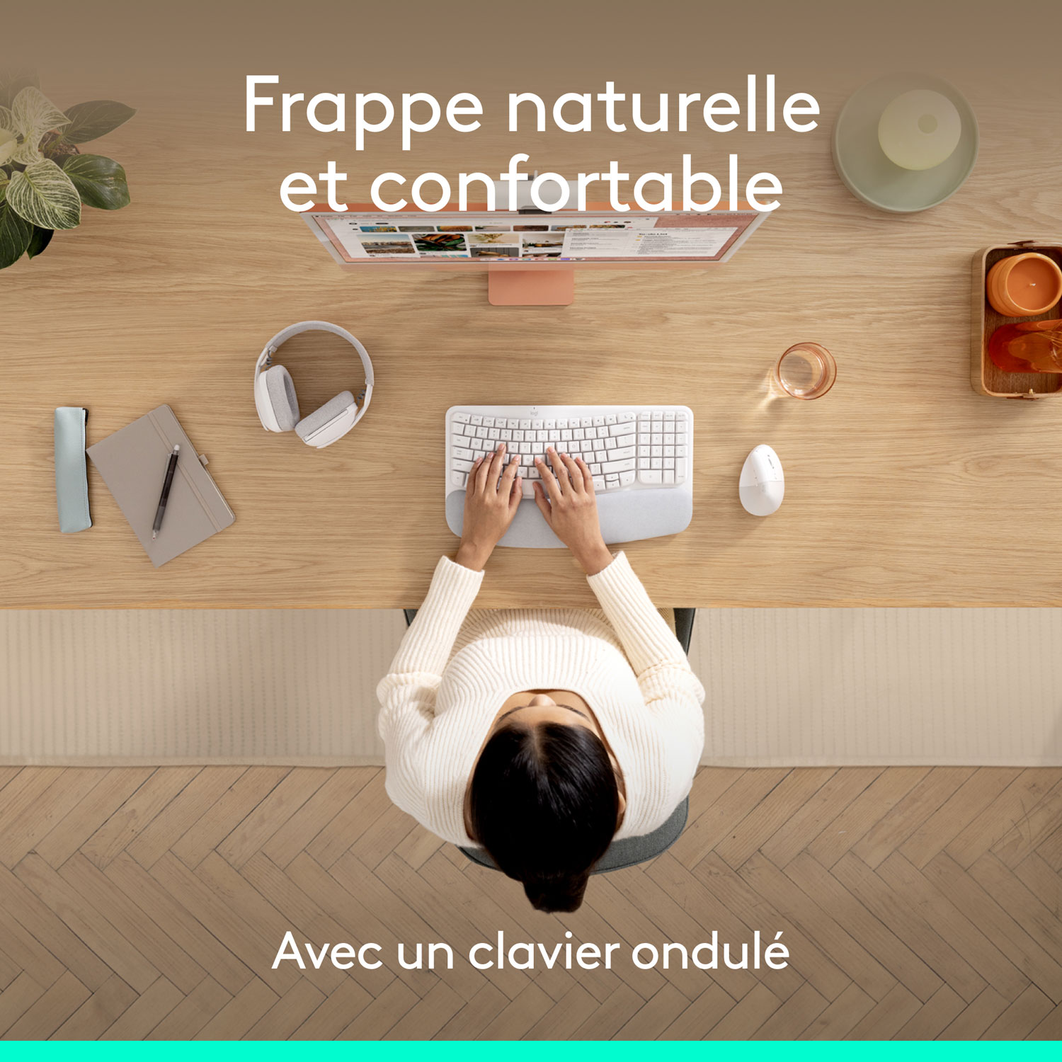 Ensemble souris et clavier ergonomique pleine grandeur à membrane Bluetooth Wave Keys de Logitech pour Mac - Blanc - Anglais - Exclusivité Best Buy