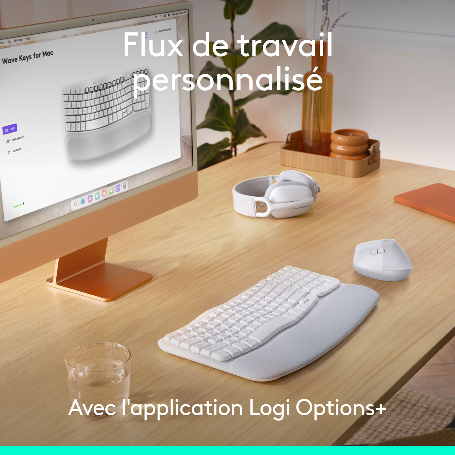 Ensemble souris et clavier ergonomique pleine grandeur à membrane Bluetooth Wave Keys de Logitech pour Mac - Blanc - Anglais - Exclusivité Best Buy