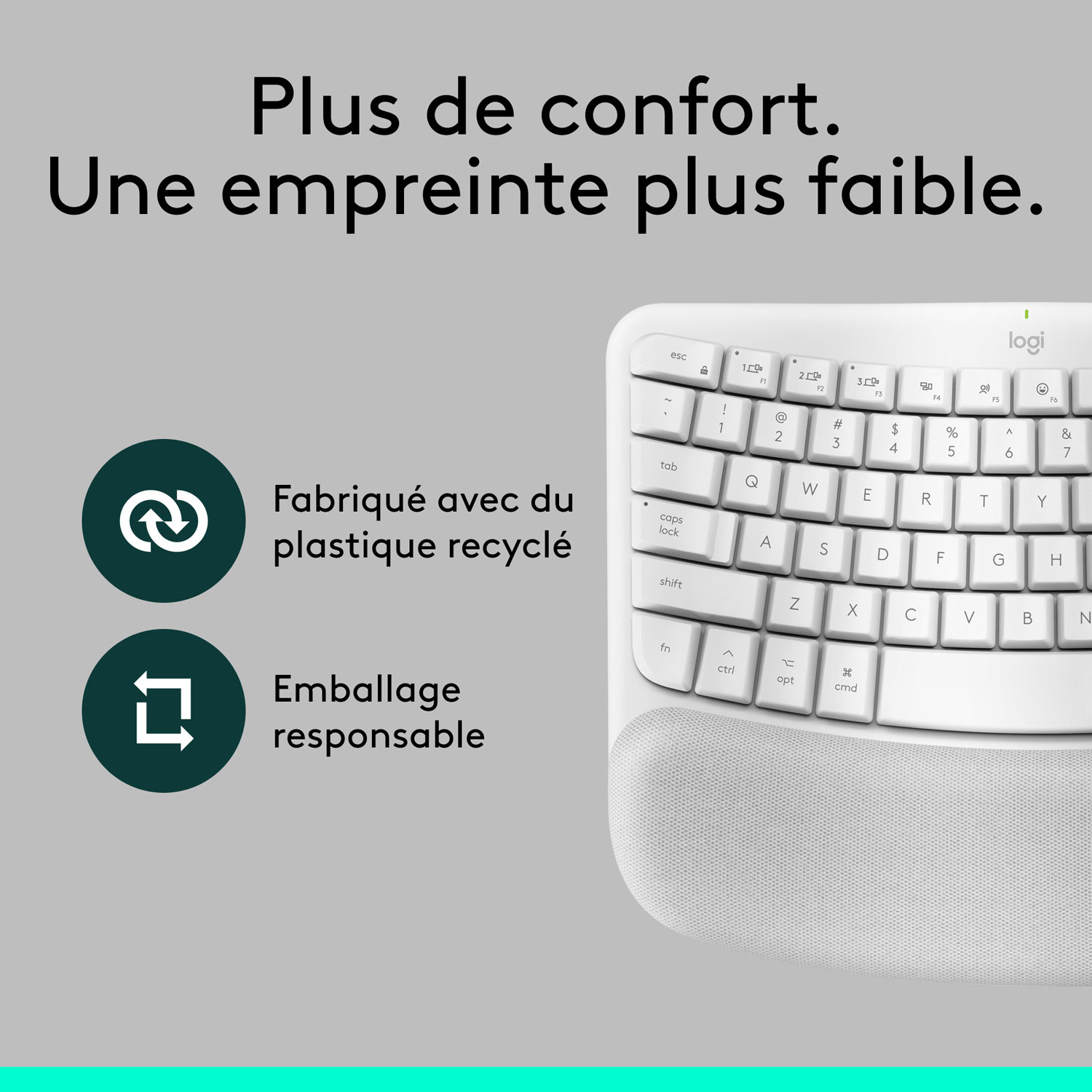 Ensemble souris et clavier ergonomique pleine grandeur à membrane Bluetooth Wave Keys de Logitech pour Mac - Blanc - Anglais - Exclusivité Best Buy