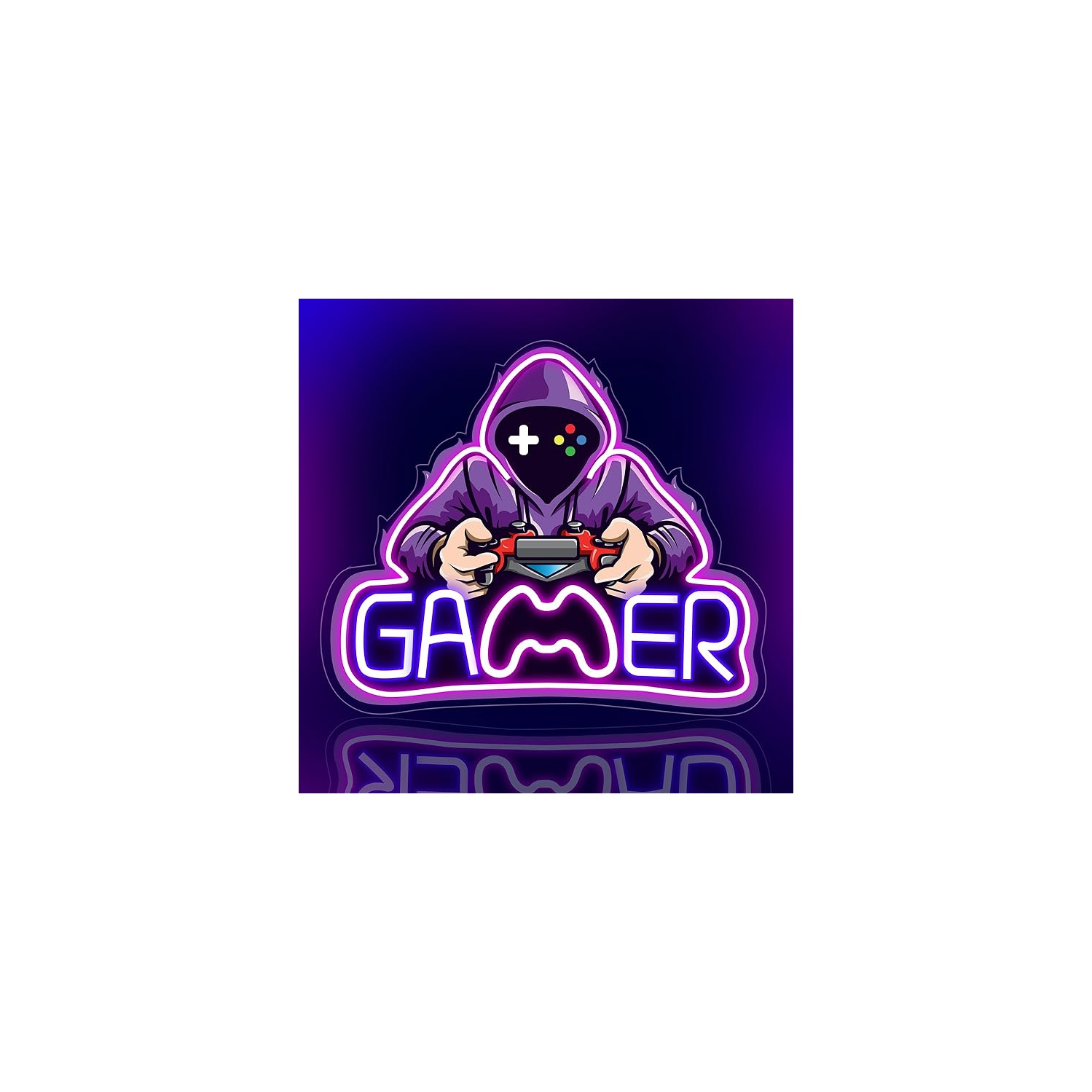 Shellspace Gamer Neon Sign, LED Video Neon Sign for Gamer Room Decor, UV Printed Game Neon Lights for Bedroom Boys, Teen Boys Gaming Wall Decor -