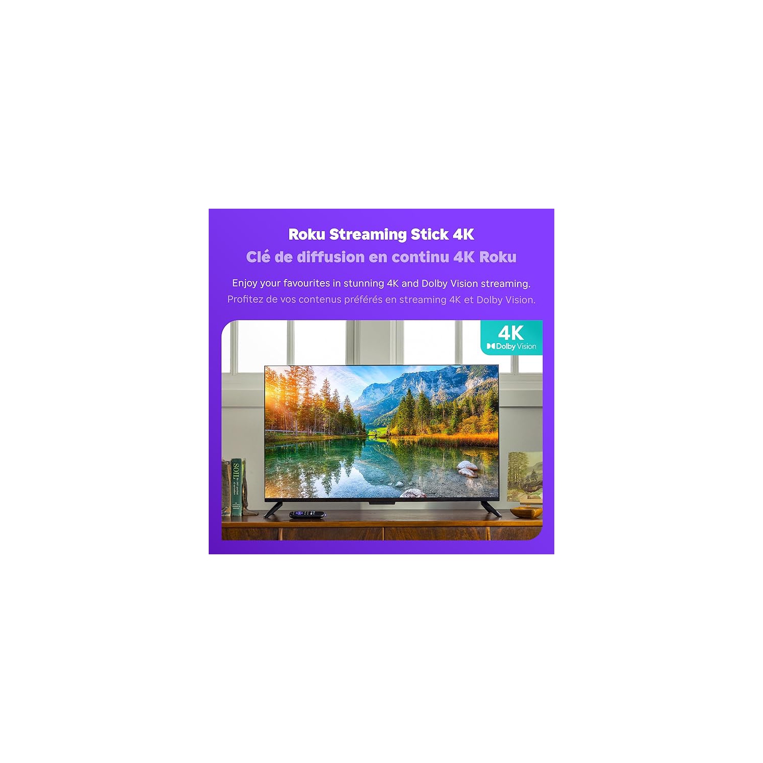 Streaming Stick 4K 2022 de Roku | Appareil de diffusion en continu 4K/HDR/Dolby Vision avec télécommande vocale et commandes de téléviseur et Wi-Fi