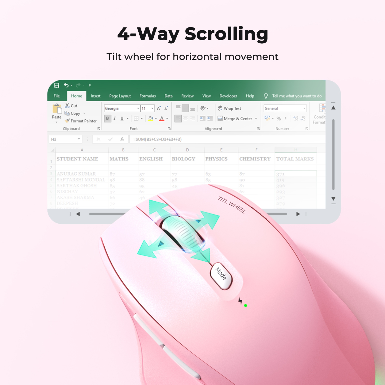 MEETION – Souris ergonomique sans fil multimode BTM007 - Molette de défilement inclinable à 4 directions, clics silencieux, RVB, BT/2,4 GHz pour 3