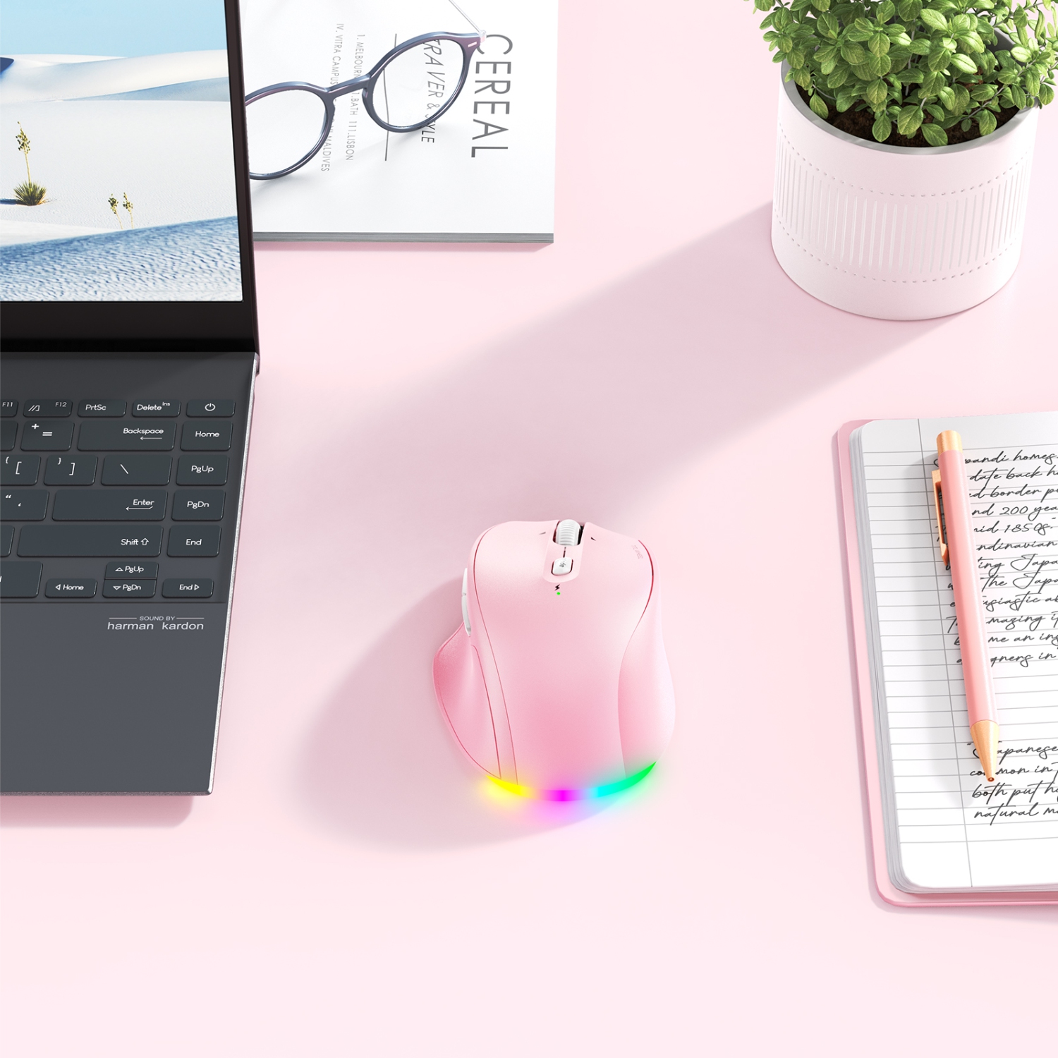 MEETION – Souris ergonomique sans fil multimode BTM007 - Molette de défilement inclinable à 4 directions, clics silencieux, RVB, BT/2,4 GHz pour 3