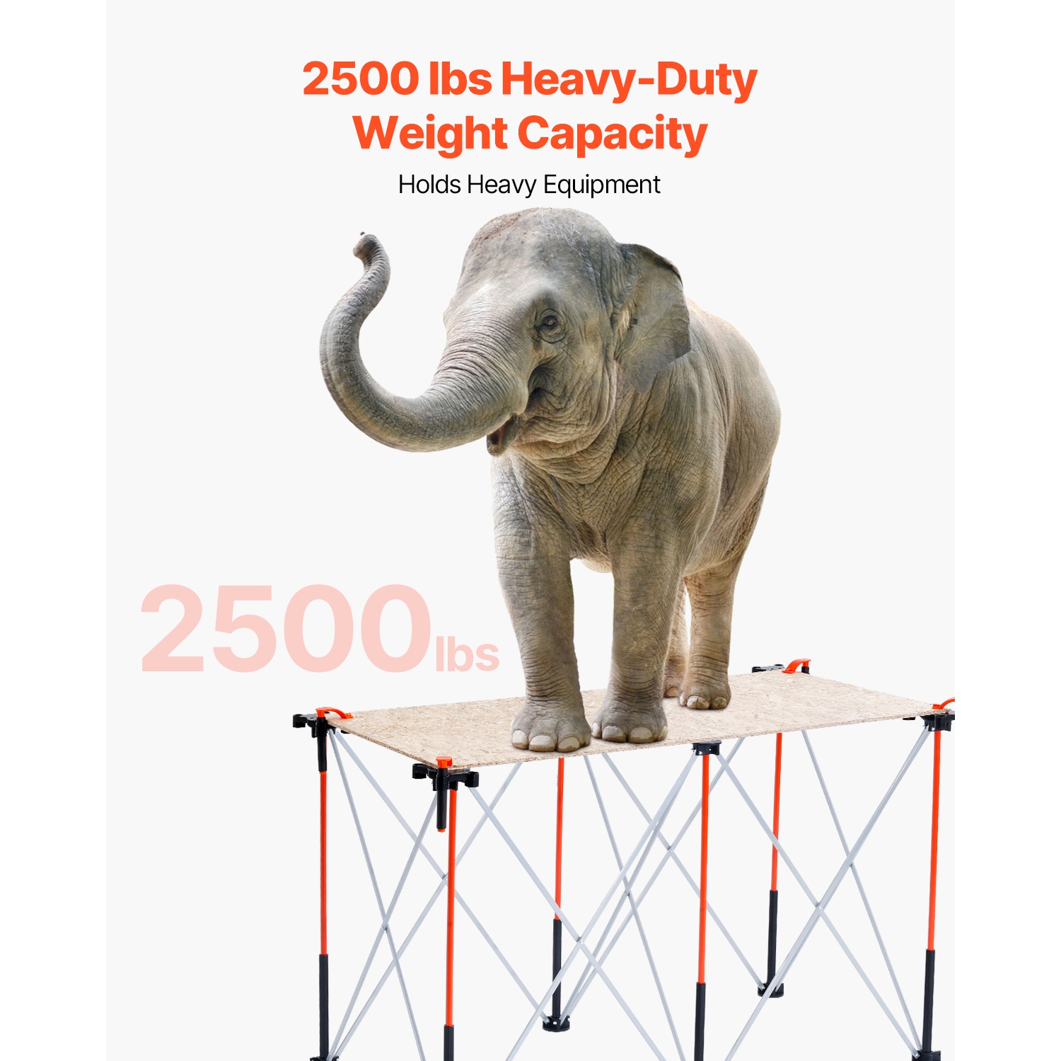 Bâton pliant portatif VEVOR 4,15 x 2.18&nbsp;pi, établi pliable, capacité 2500&nbsp;lb, support de travail pliable sans assemblage avec sac de