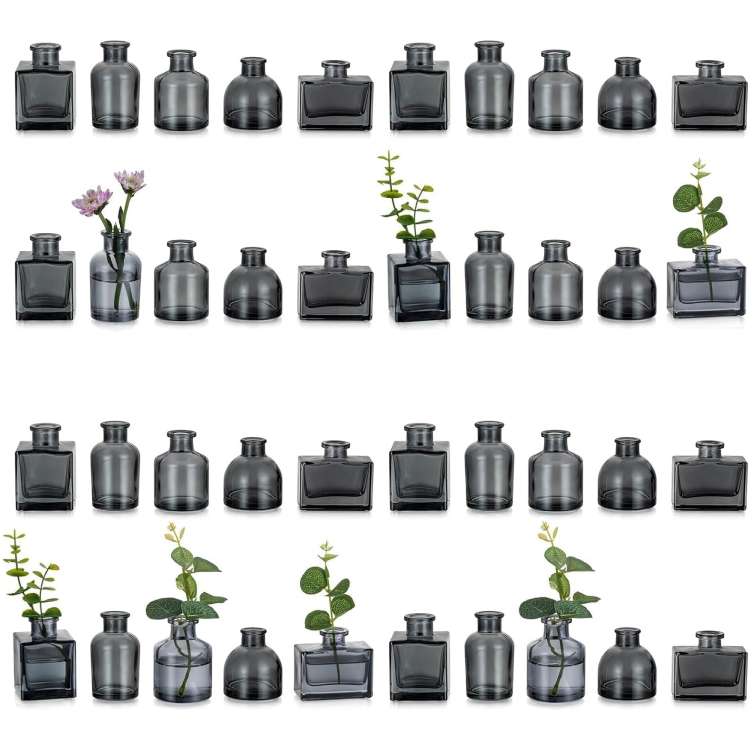 NIERBO Mini Black Vases for Centerpieces Cute Flower Vase Set of 40 Tiny Vases for Flowers Decorative Centerpiece Vases for Table Decor Wedding Party