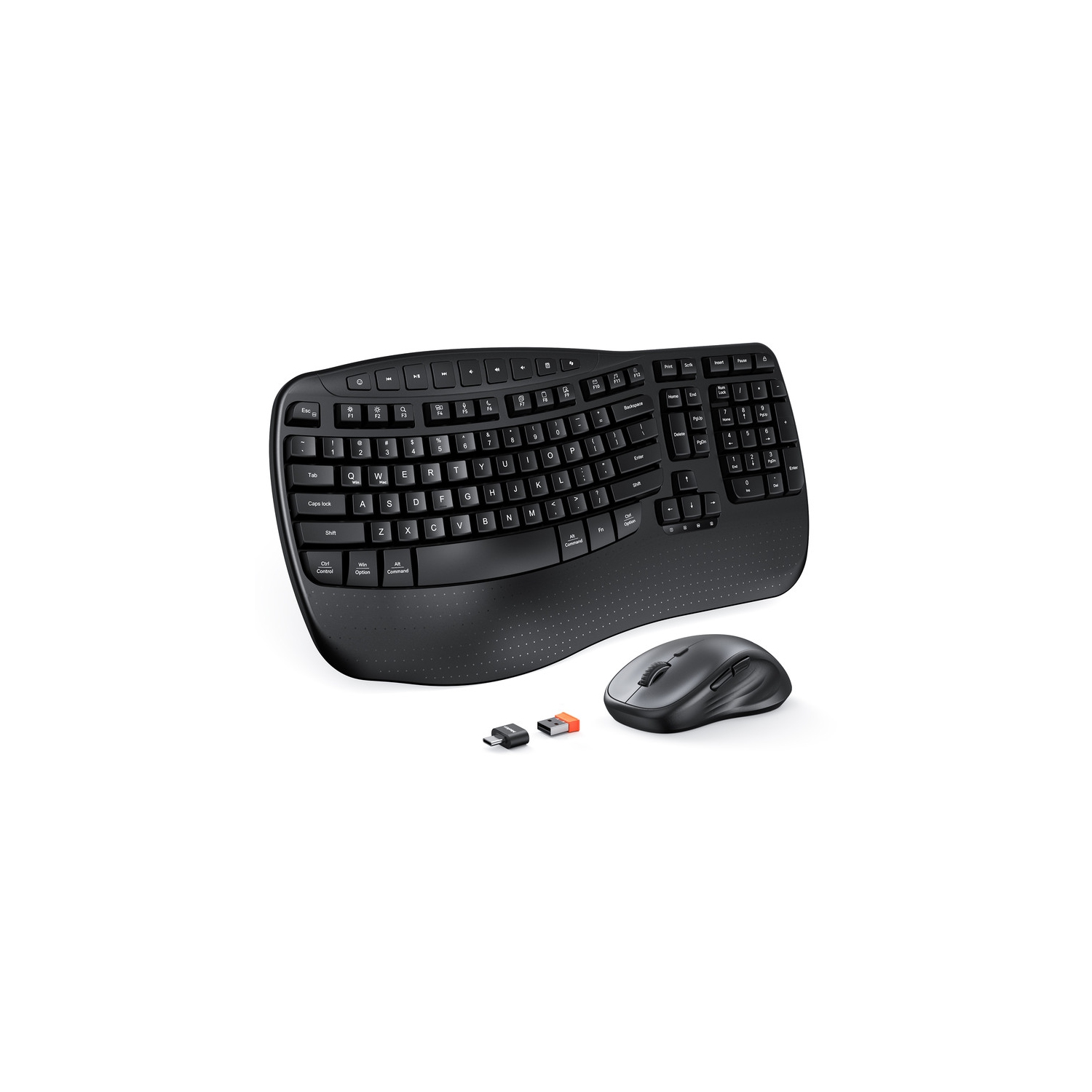 MEETION Director-D2 Ergonomic Wireless Keyboard and Mouse Combo — Wave Keys, Built‑in Wrist Rest, 2.4GHz, for Windows/Mac