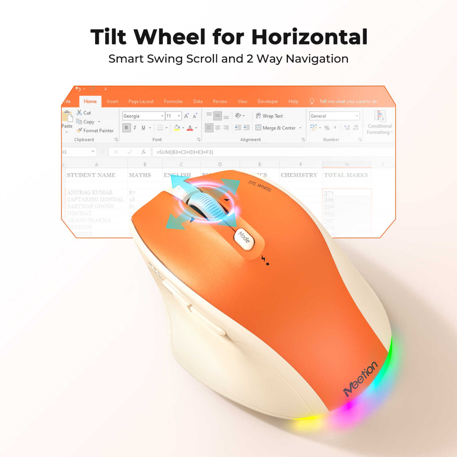 MEETION Colorful Wireless Keyboard and Mouse — Retro Keycaps, Detachable Wrist Rest, Multi-Device Bluetooth 5.2 & 2.4GHz, Rechargeable, for