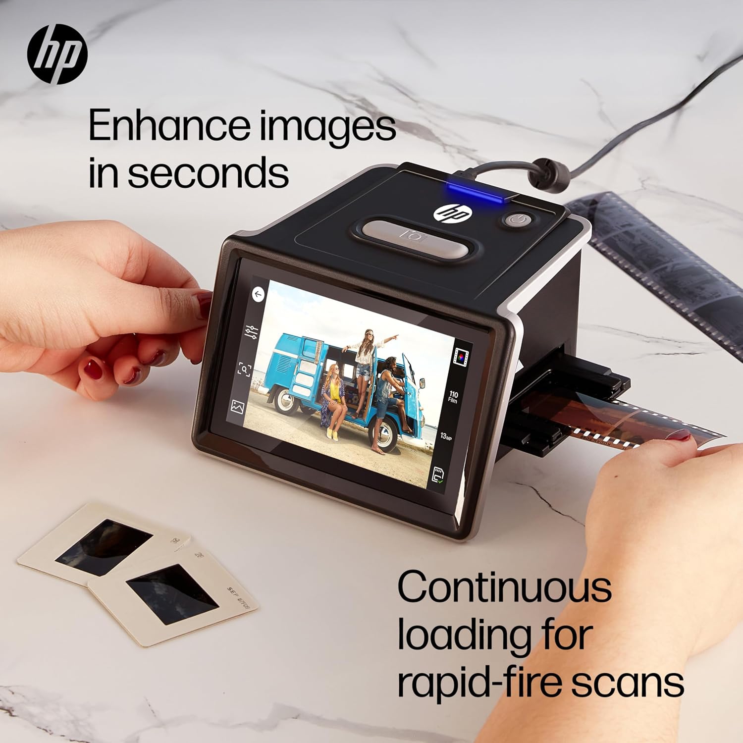 HP FilmScan Film & Slide Scanner with 5" Touch Screen, Film Scanner Convert Negatives to Digital 22MP JPEG