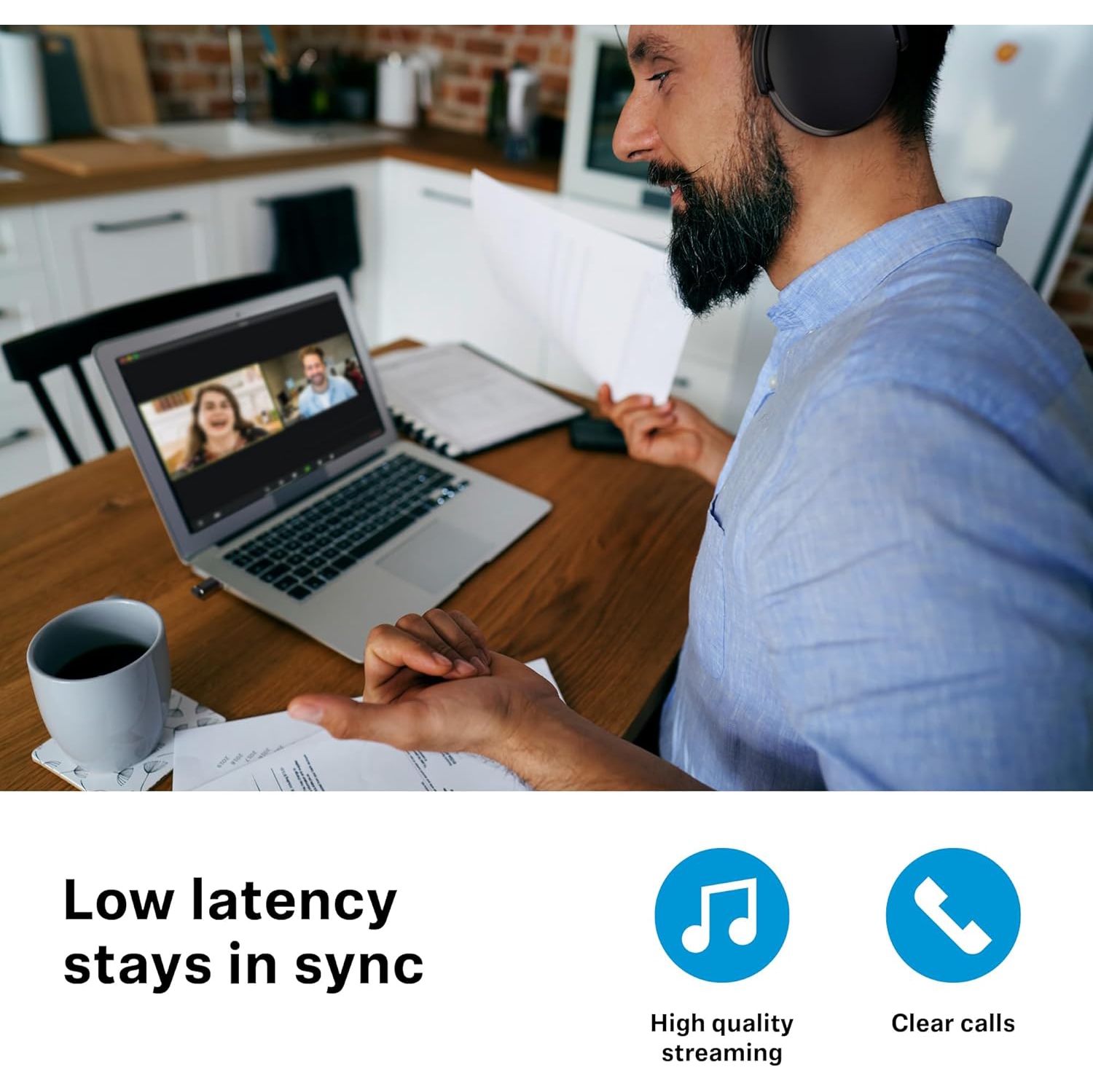 Casque d'écoute sans fil Bluetooth ACCENTUM de Sennheiser – Autonomie de 50 heures, audio, suppression du bruit hybride, confort toute la journée et