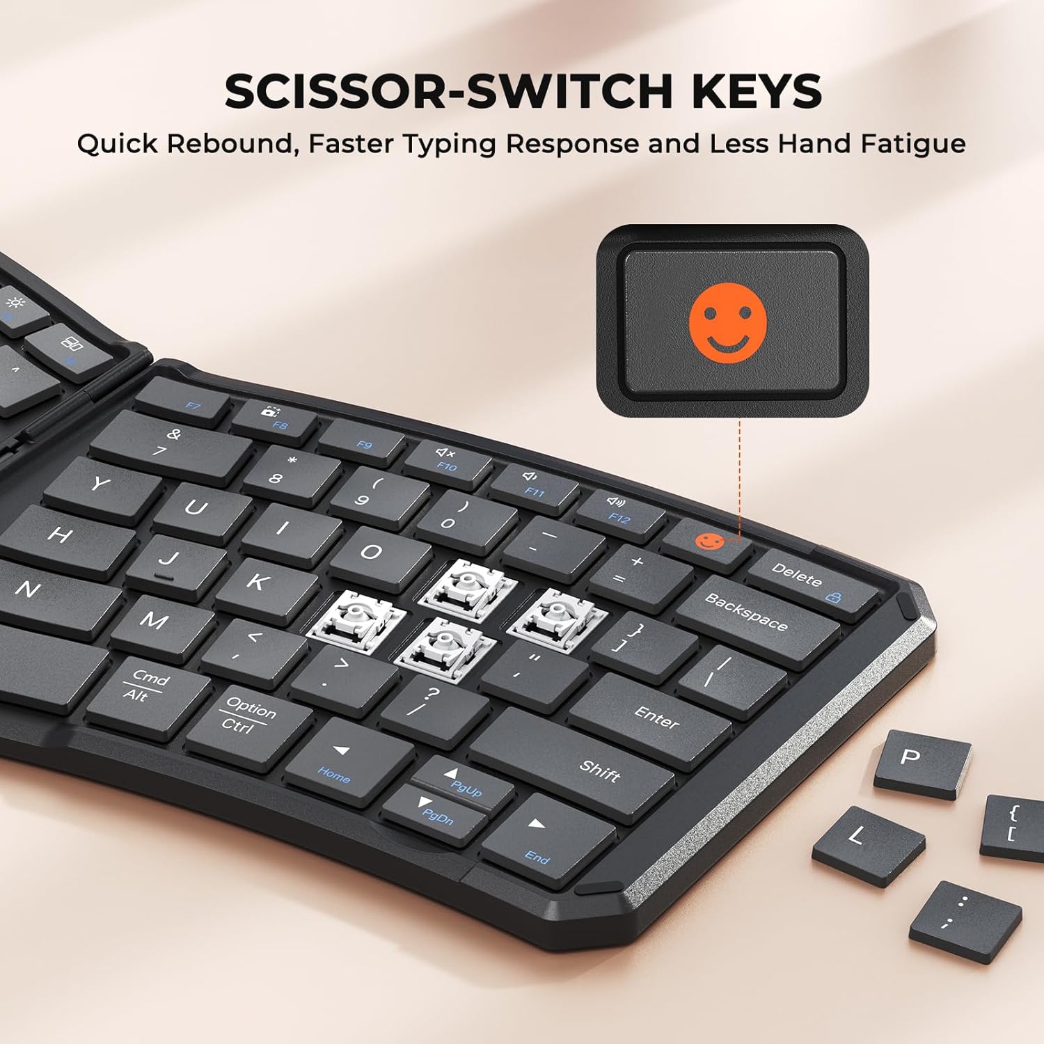 MEETION K9880 Foldable Bluetooth Keyboard — Ultra-Thin, Portable for iOS/Android/Windows/Mac, Rechargeable