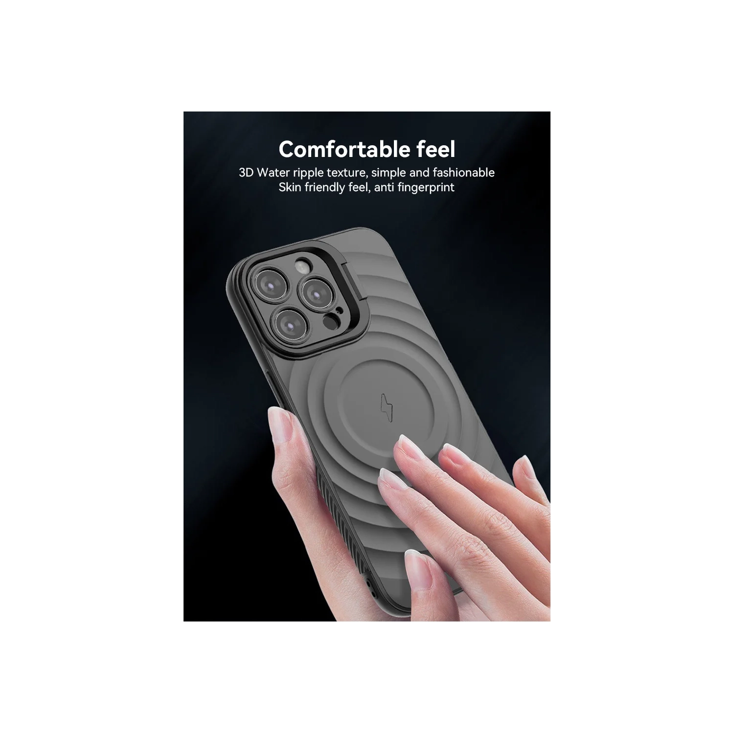 Convient à l'iPhone 15 Pro étui pour téléphone cellulaire Objectif couverture complète Support invisible Étui pour téléphone mobile ondulé anti-chute