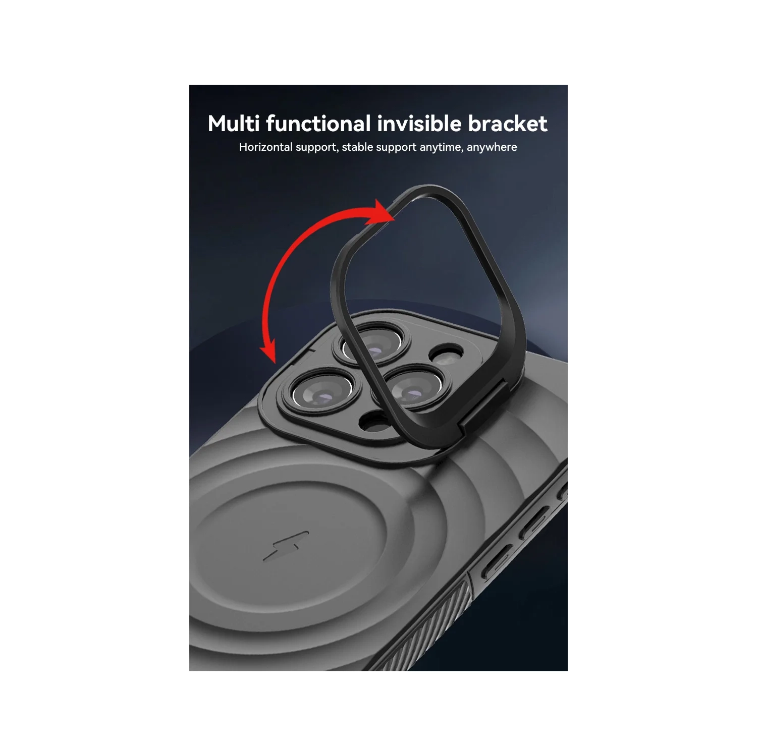 Convient à l'iPhone 15 Pro étui pour téléphone cellulaire Objectif couverture complète Support invisible Étui pour téléphone mobile ondulé anti-chute