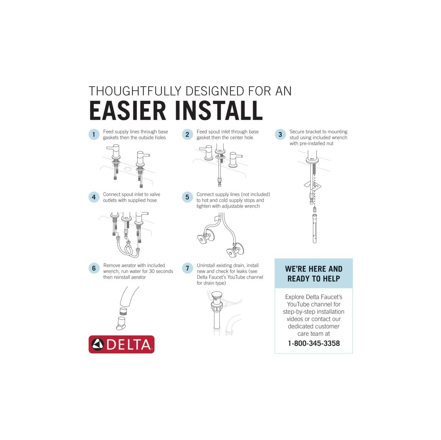 Robinet de salle de bain à large portée Delta Faucet Nicoli, 3 trous, robinet de salle de bain noir/or, robinet d'évier de salle de bain