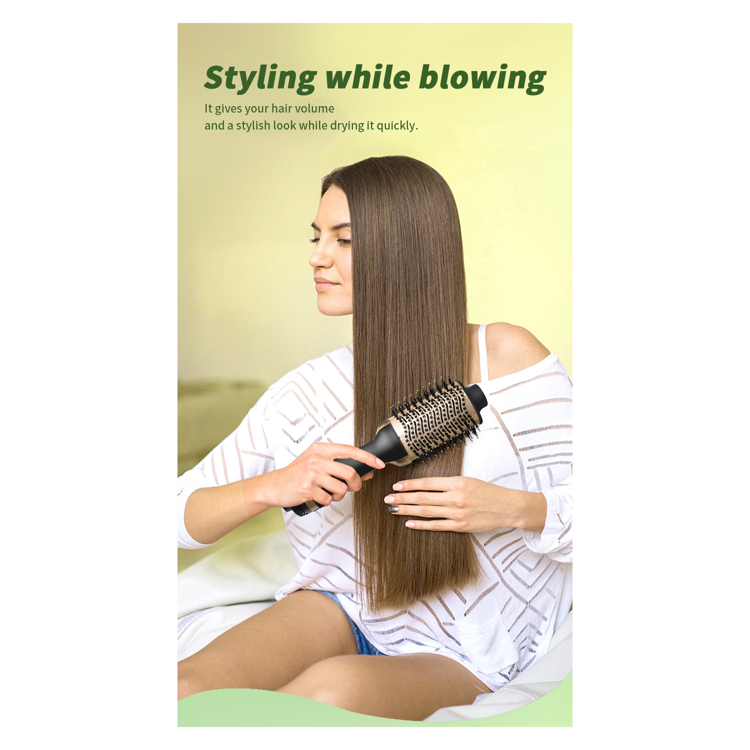 Multifunctional curling iron, hot air comb, curling comb, hair dryer, curling iron, hair styling, straight hair comb - gold aluminum head