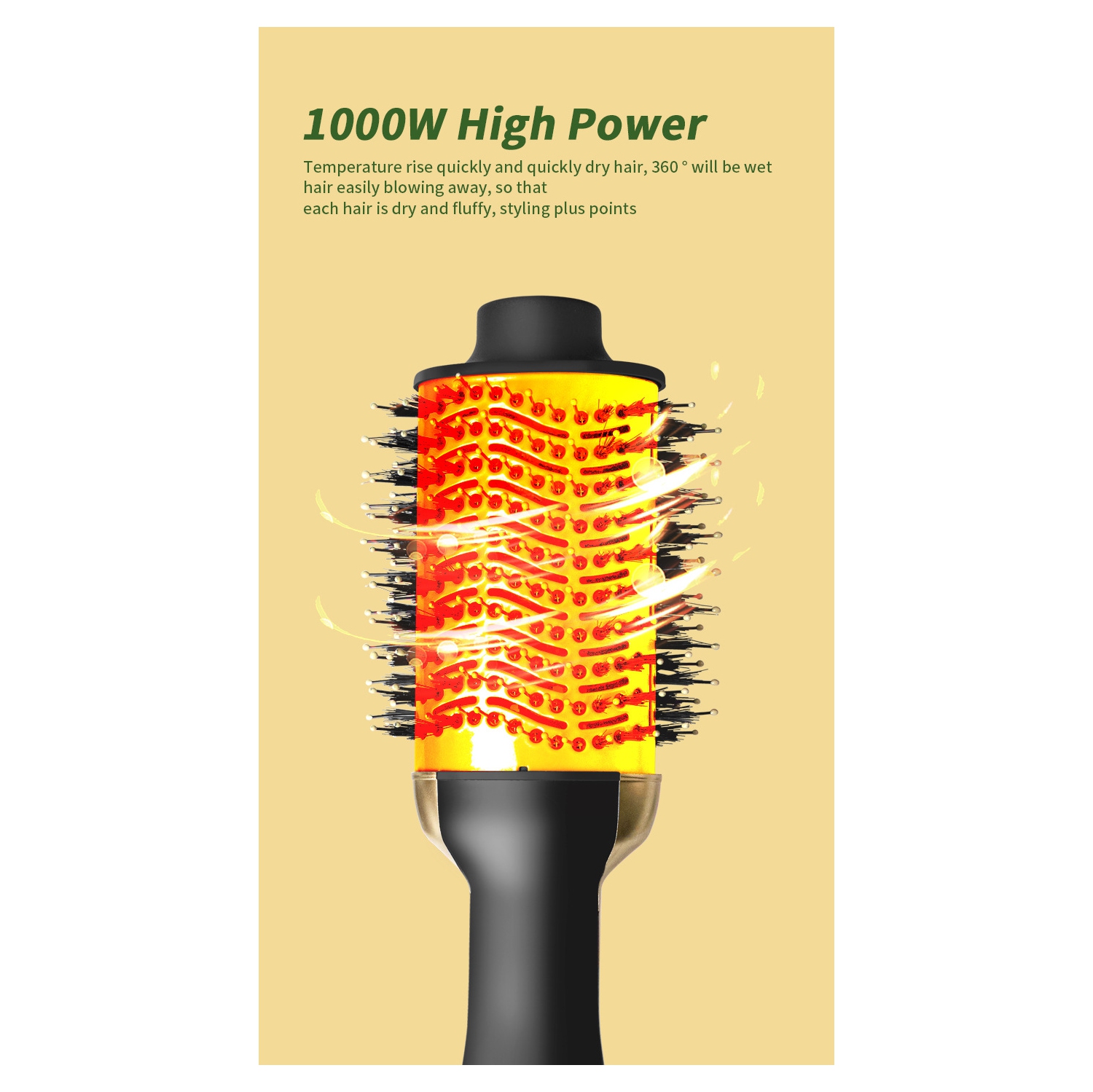 Multifunctional curling iron, hot air comb, curling comb, hair dryer, curling iron, hair styling, straight hair comb - gold aluminum head