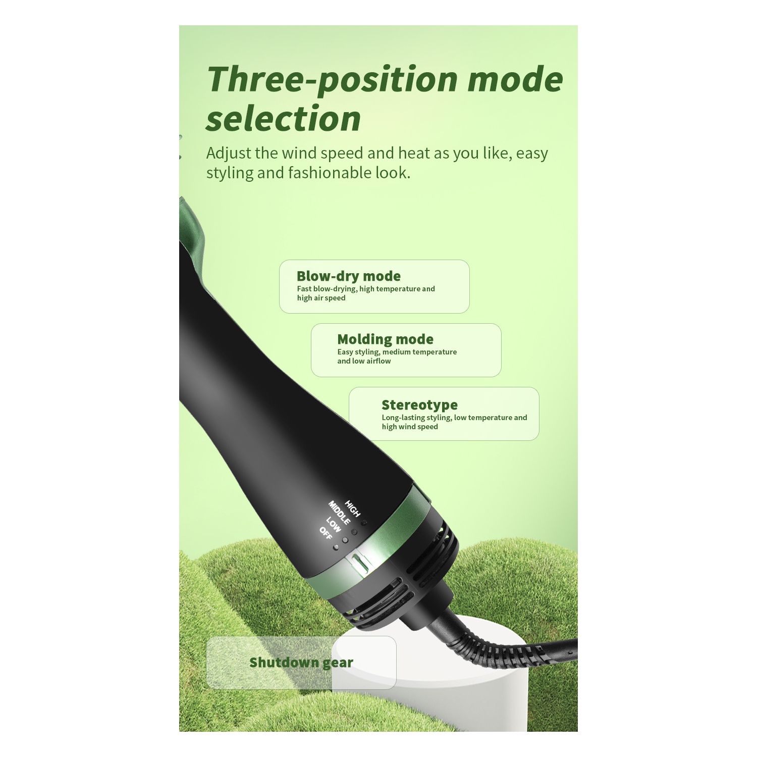 Multifunctional curling iron, hot air comb, curling comb, hair dryer, curling iron, hair styling, straight hair comb - gold aluminum head