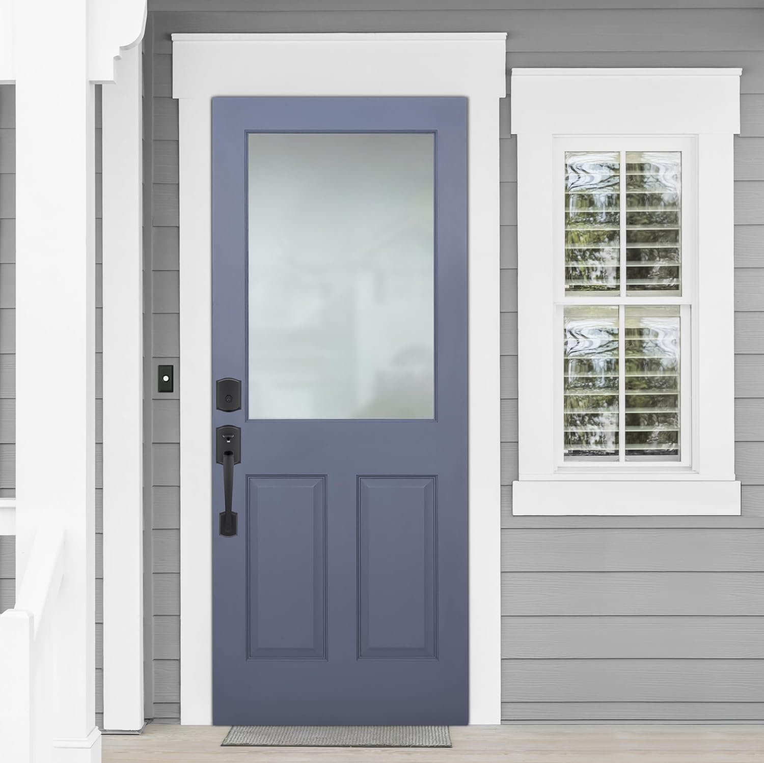 Weiser Matte Black Front Door Lock and Handle Set, Prescott Deadbolt Lock and Handleset