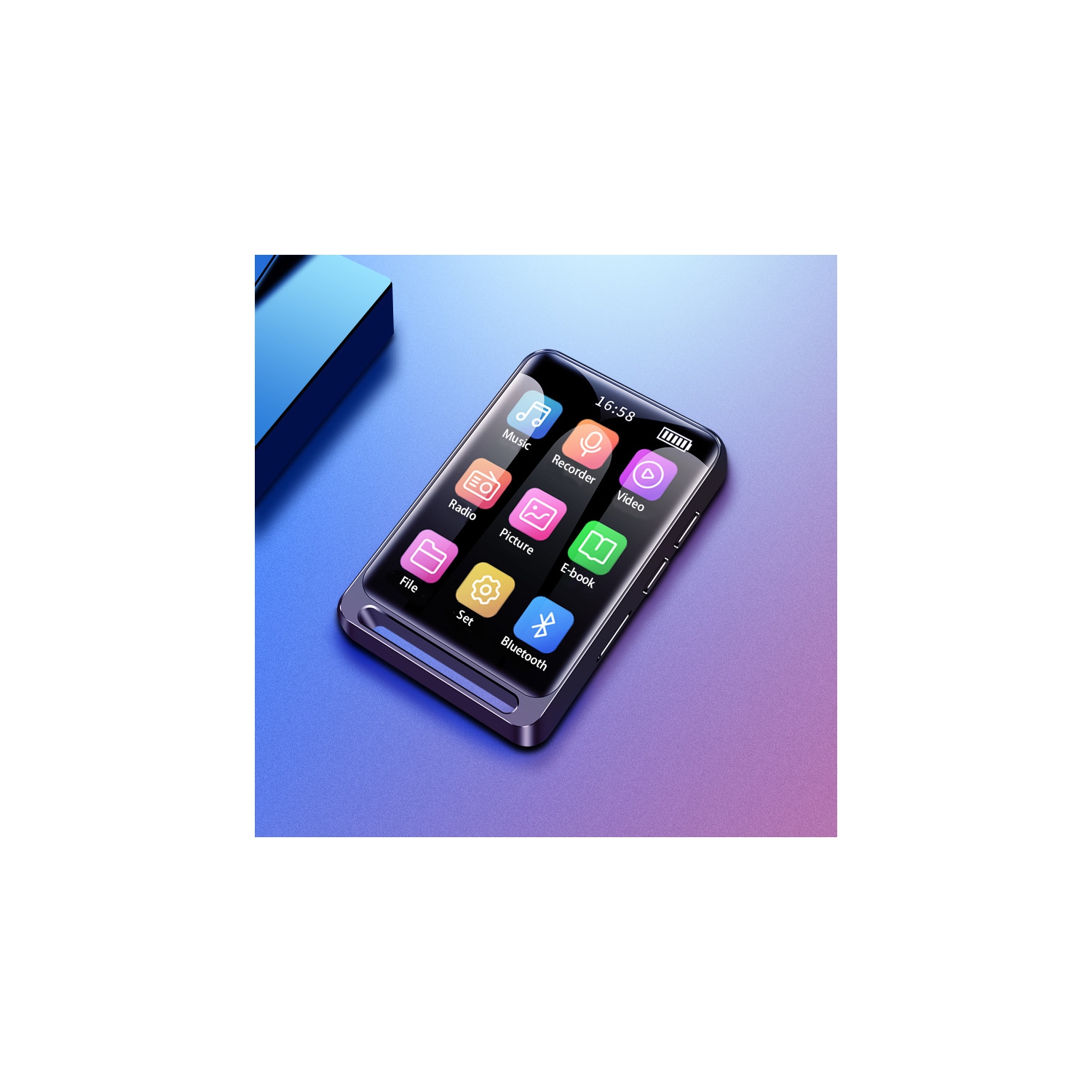 Lecteur MP3 à écran tactile de 2,4&nbsp;po - Bluetooth 5,0/Musique sans perte/Radio FM/Navigation photo/Lecteur électronique portatif sport pour