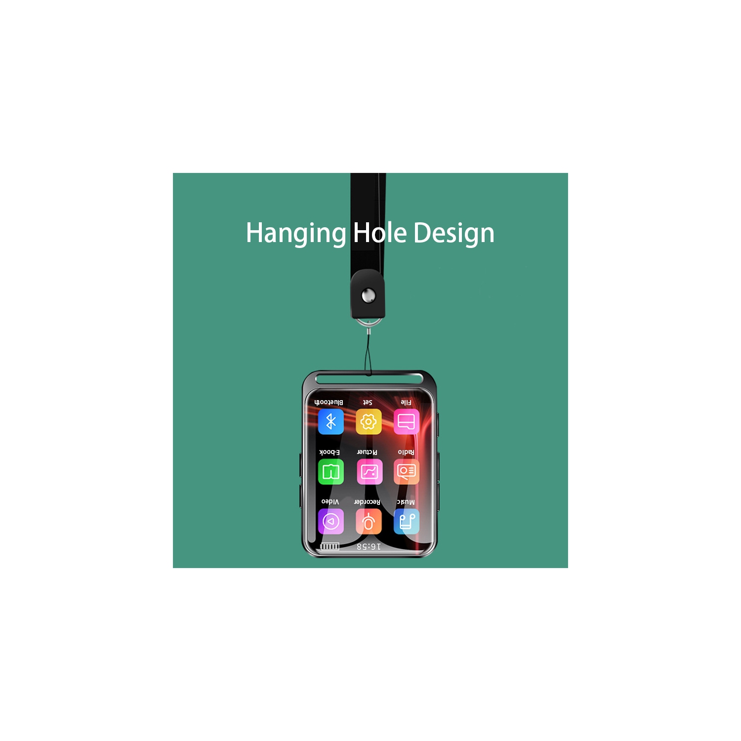 Lecteur MP3 à écran tactile de 2,4&nbsp;po - Bluetooth 5,0/Musique sans perte/Radio FM/Navigation photo/Lecteur électronique portatif sport pour