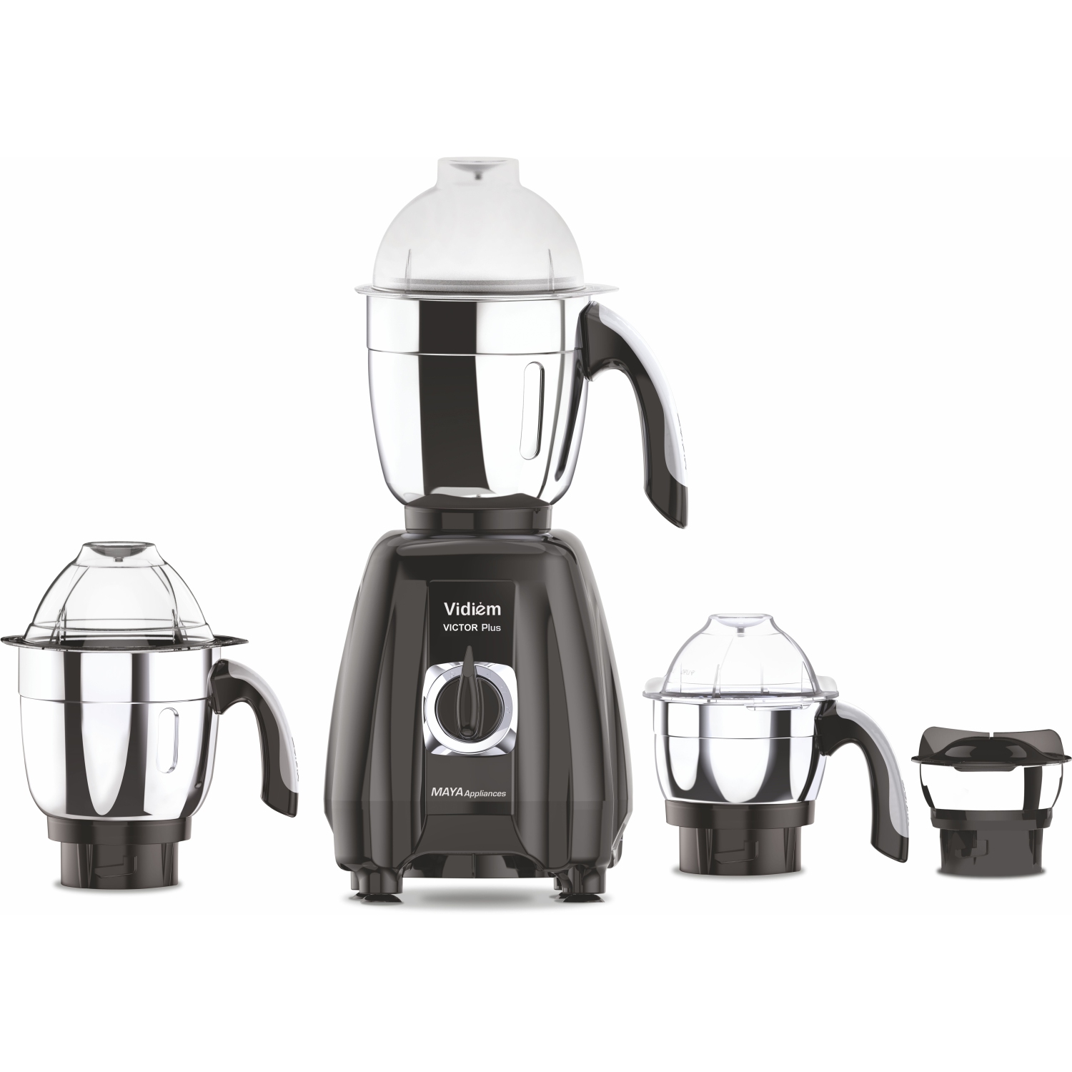 Vidiem Victor Plus Mixer Grinder 110V – 650W UL Certified Motor – 4 Stainless Steel Jars – For Canada & USA – Durable ABS Body, Self-Locking Jars –