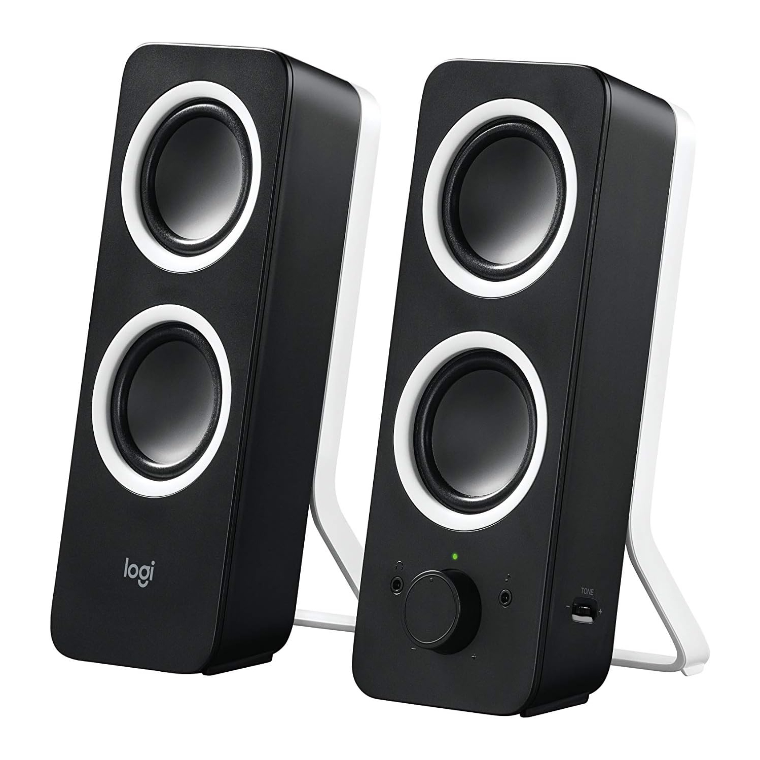 Haut-parleurs pour PC Z200 2,0 de Logitech, son stéréo, puissance de crête de 10 W, 2 entrées 3,5&nbsp;mm, basses réglables, PC/téléviseur/téléphone