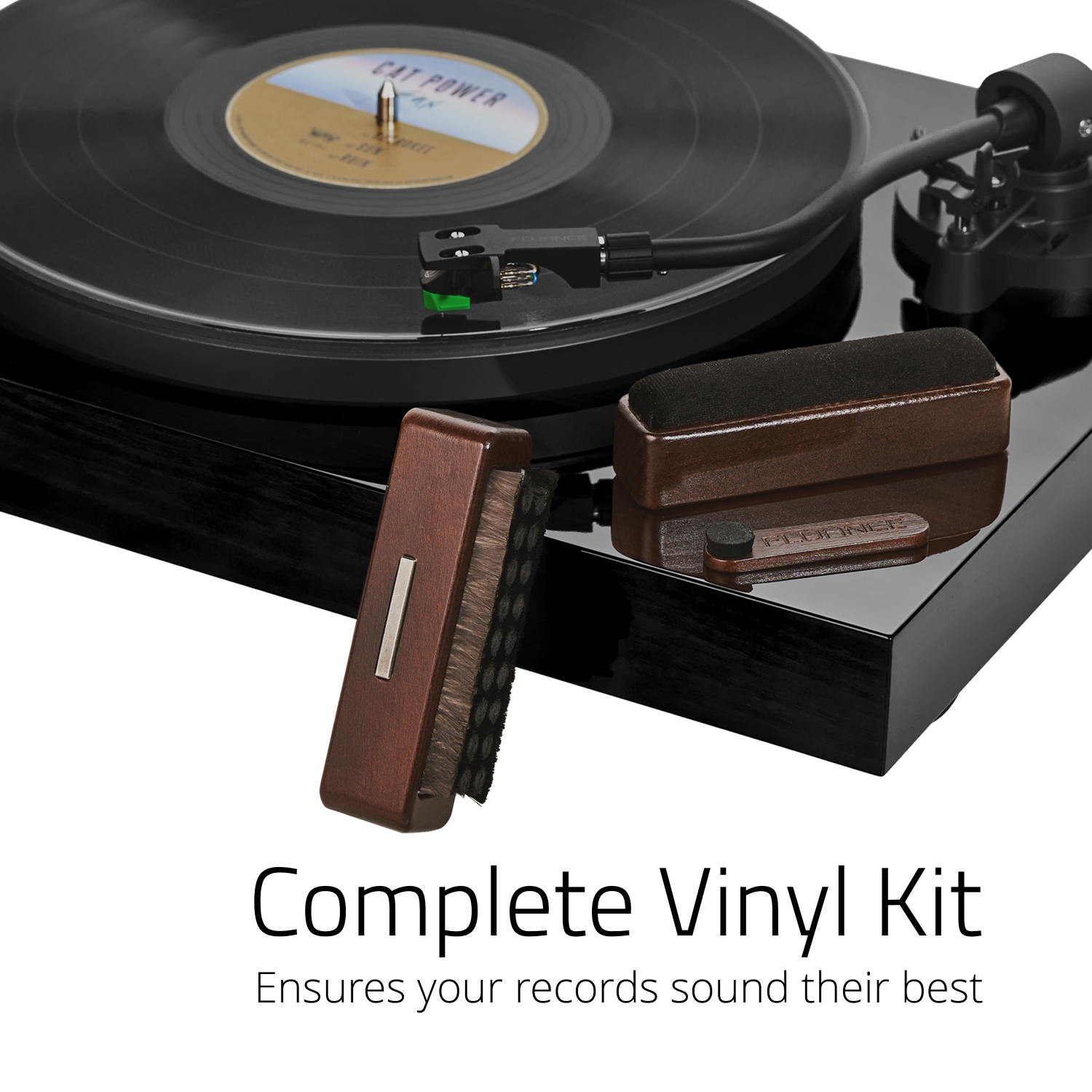 Fluance 3-in-1 Vinyl Record & Stylus Cleaning Kit with Anti-Static Carbon Fiber Brush, Velvet Brush, Stylus Brush