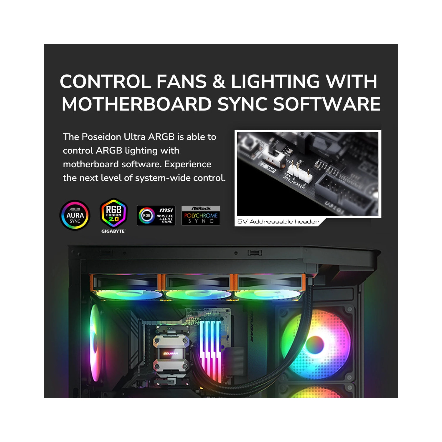 Cougar Poseidon Ultra 240 ARGB Liquid CPU Cooling System, White