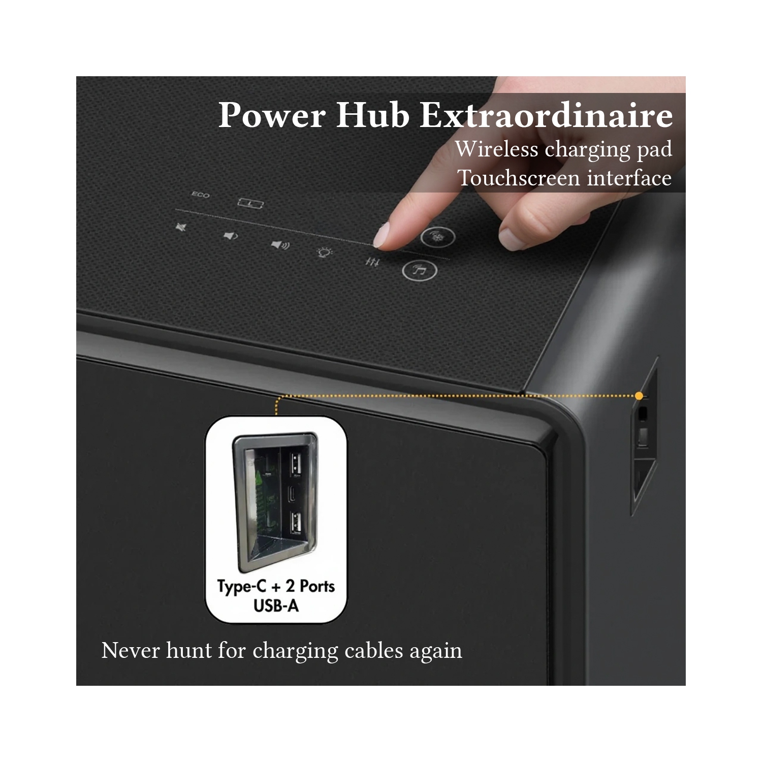 SERA BATHROOM Kendall Smart Coffee Table with Refrigerated Drawers, Bluetooth Speakers, Wireless Charging & LED Touch Control, White