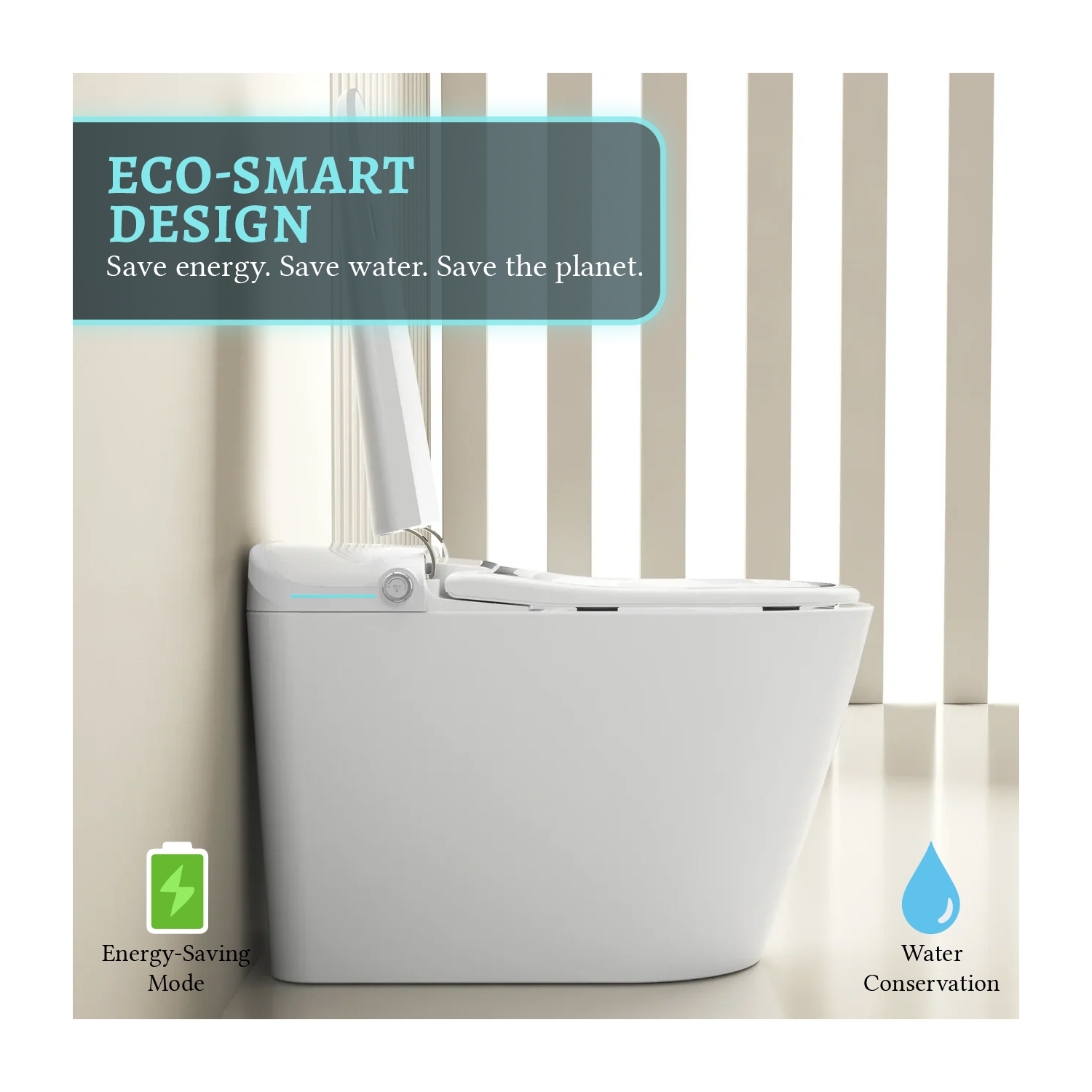SERA BATHROOM Stevie Smart Bidet Toilet, One-Piece Toilet with Auto Jet Flush, Auto Open/Close Lid, Warm Water Wash, Warm-Air Dryer, Heated Seat,