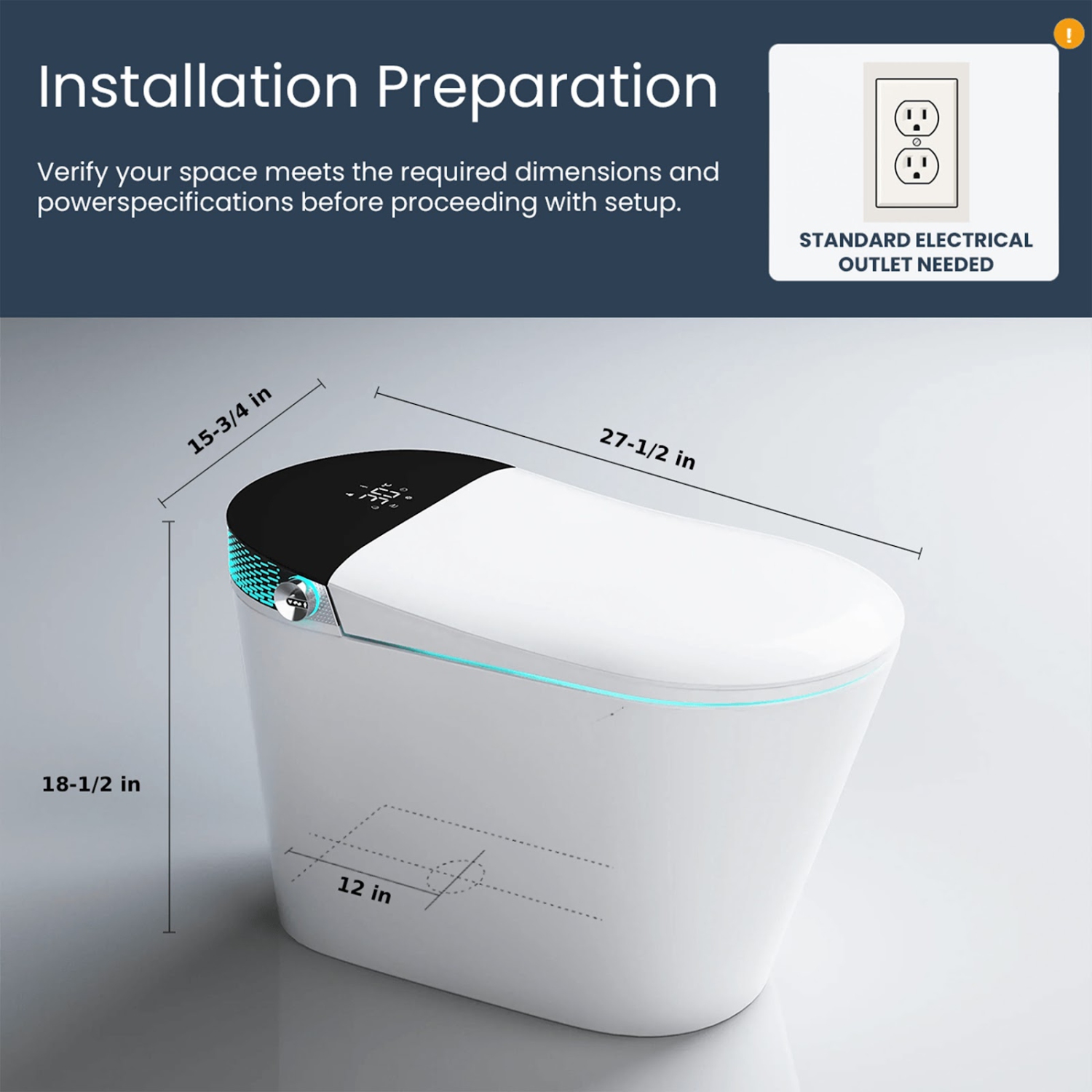 SERA BATHROOM Wynter Smart Bidet Toilet, One-Piece Toilet with Auto Jet Flush, Auto Open/Close Lid, Warm Water Wash, Warm-Air Dryer, Heated Seat,