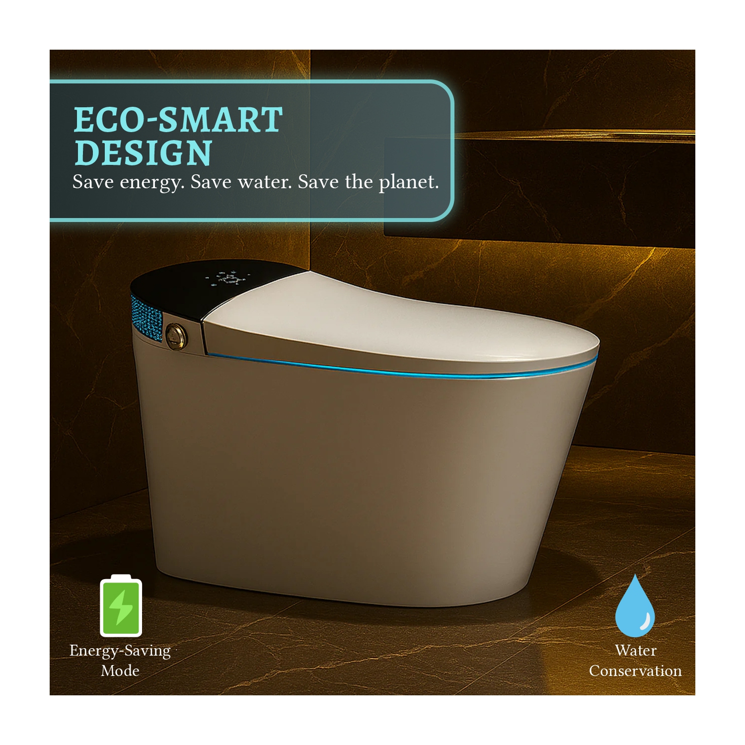 SERA BATHROOM Wynter Smart Bidet Toilet, One-Piece Toilet with Auto Jet Flush, Auto Open/Close Lid, Warm Water Wash, Warm-Air Dryer, Heated Seat,