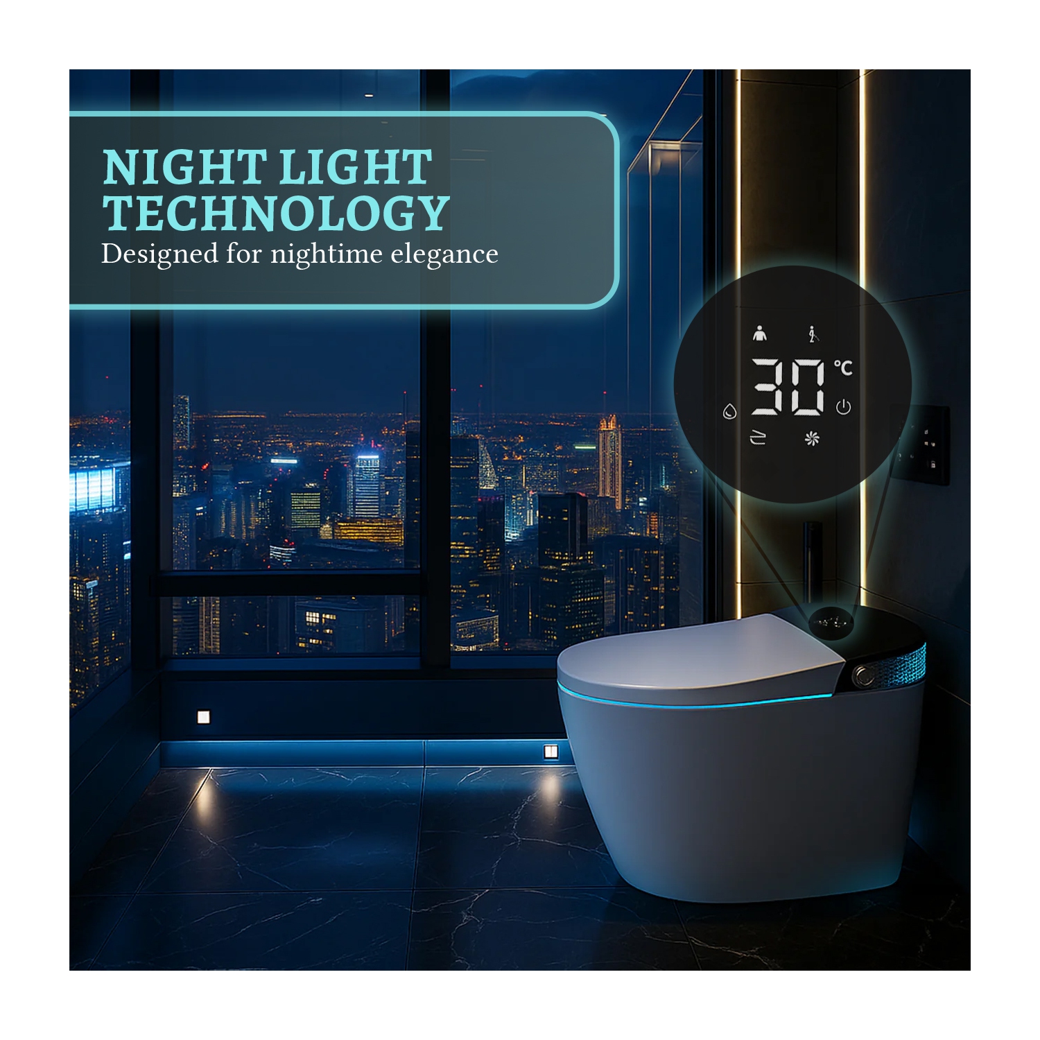 SERA BATHROOM Wynter Smart Bidet Toilet, One-Piece Toilet with Auto Jet Flush, Auto Open/Close Lid, Warm Water Wash, Warm-Air Dryer, Heated Seat,
