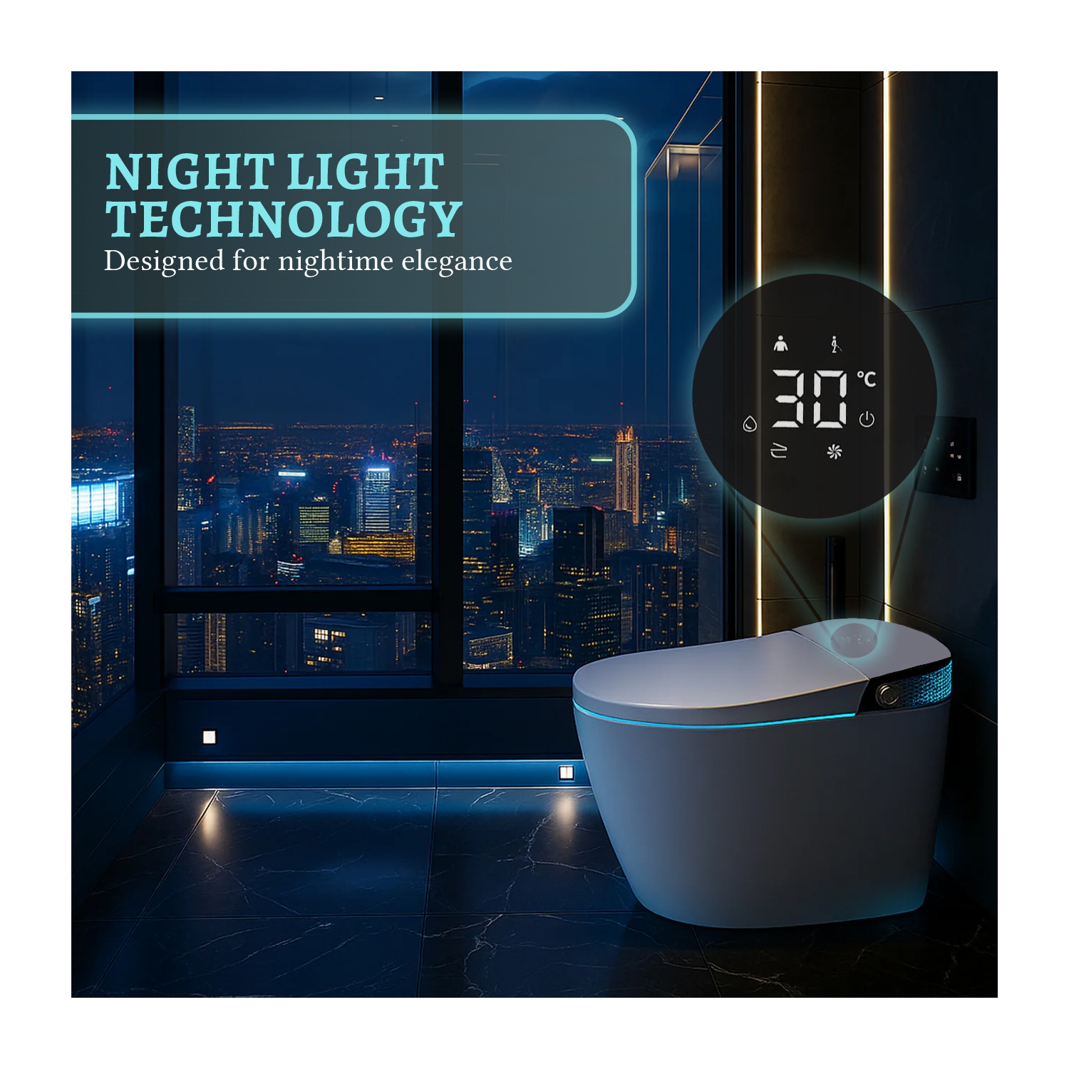 SERA BATHROOM Wynter Smart Bidet Toilet, One-Piece Toilet with Auto Jet Flush, Auto Open/Close Lid, Warm Water Wash, Warm-Air Dryer, Heated Seat,