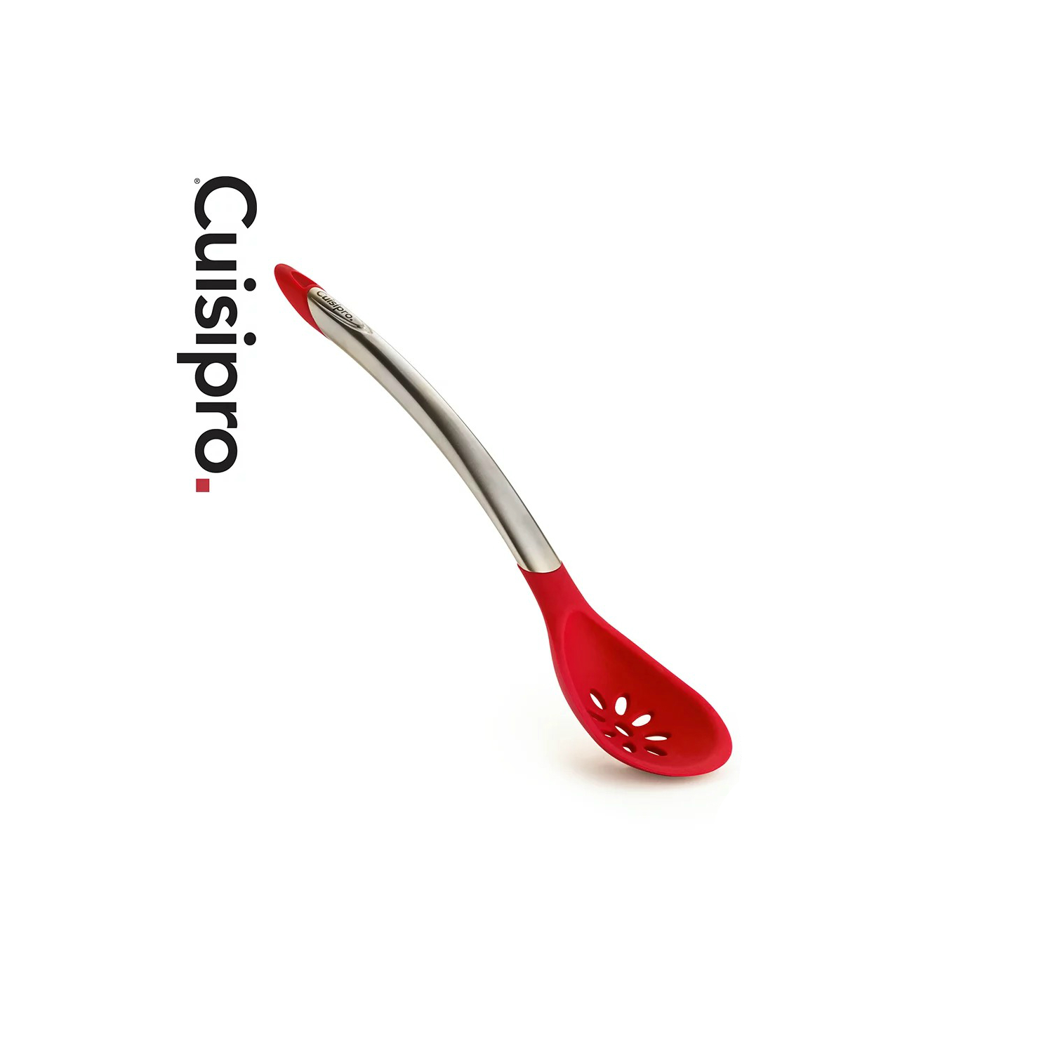 Cuillère à égoutter en silicone de 12&nbsp;po de CUISIPRO/rouge 30,5&nbsp;cm